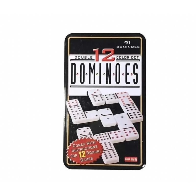 Caja Metálica Domino Game Chancho 12 Con 91 Piezas - Venta Internacional.