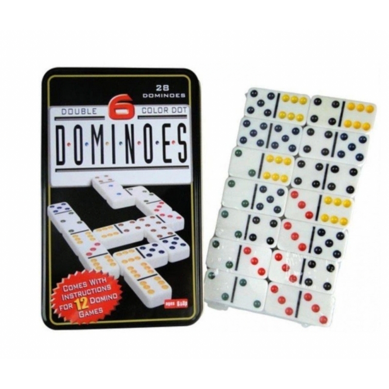 Foto 2 pulgar | Caja Metálica Domino Game Double De 6 Pulgadas Con 28 Limas De Colores - Venta Internacional.