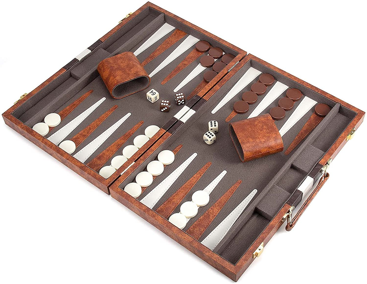 Foto 6 pulgar | Set de Juego de Backgammon Amerous con Funda de Piel y Tablero Plegable