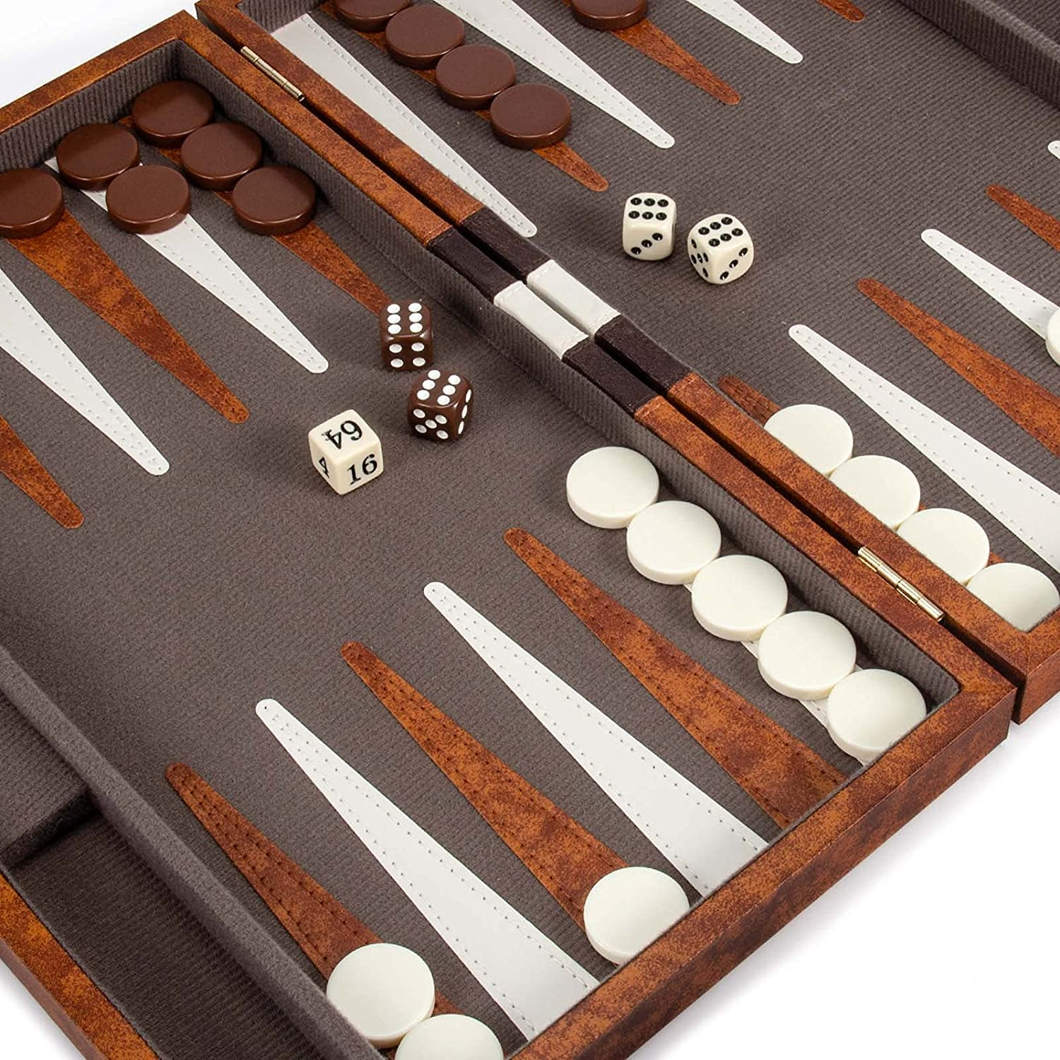 Foto 8 pulgar | Set de Juego de Backgammon Amerous con Funda de Piel y Tablero Plegable