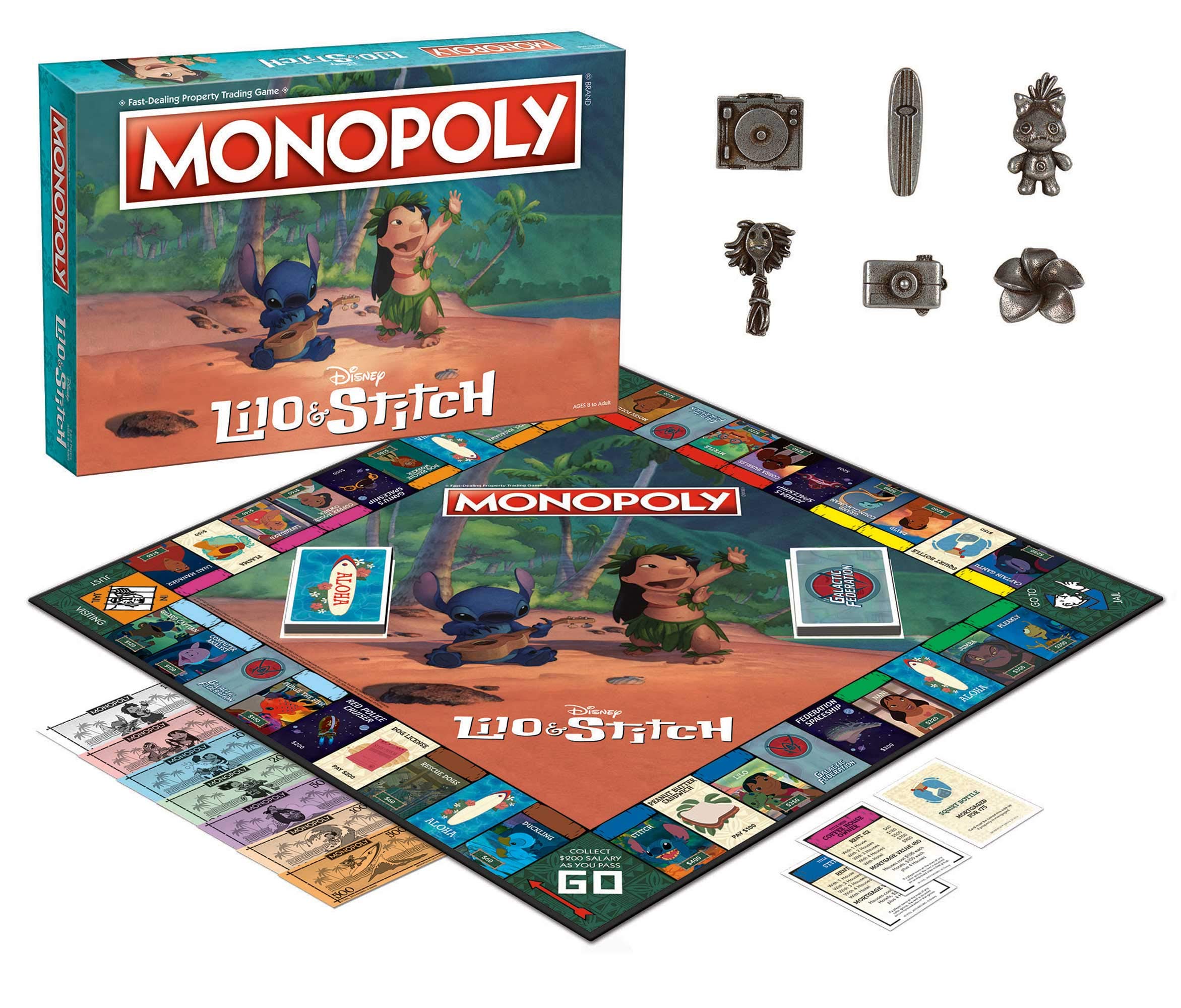 Foto 3 pulgar | Juego de Monopoly Lilo & Stitch de Disney - Versión tropical para 2-6 jugadores
