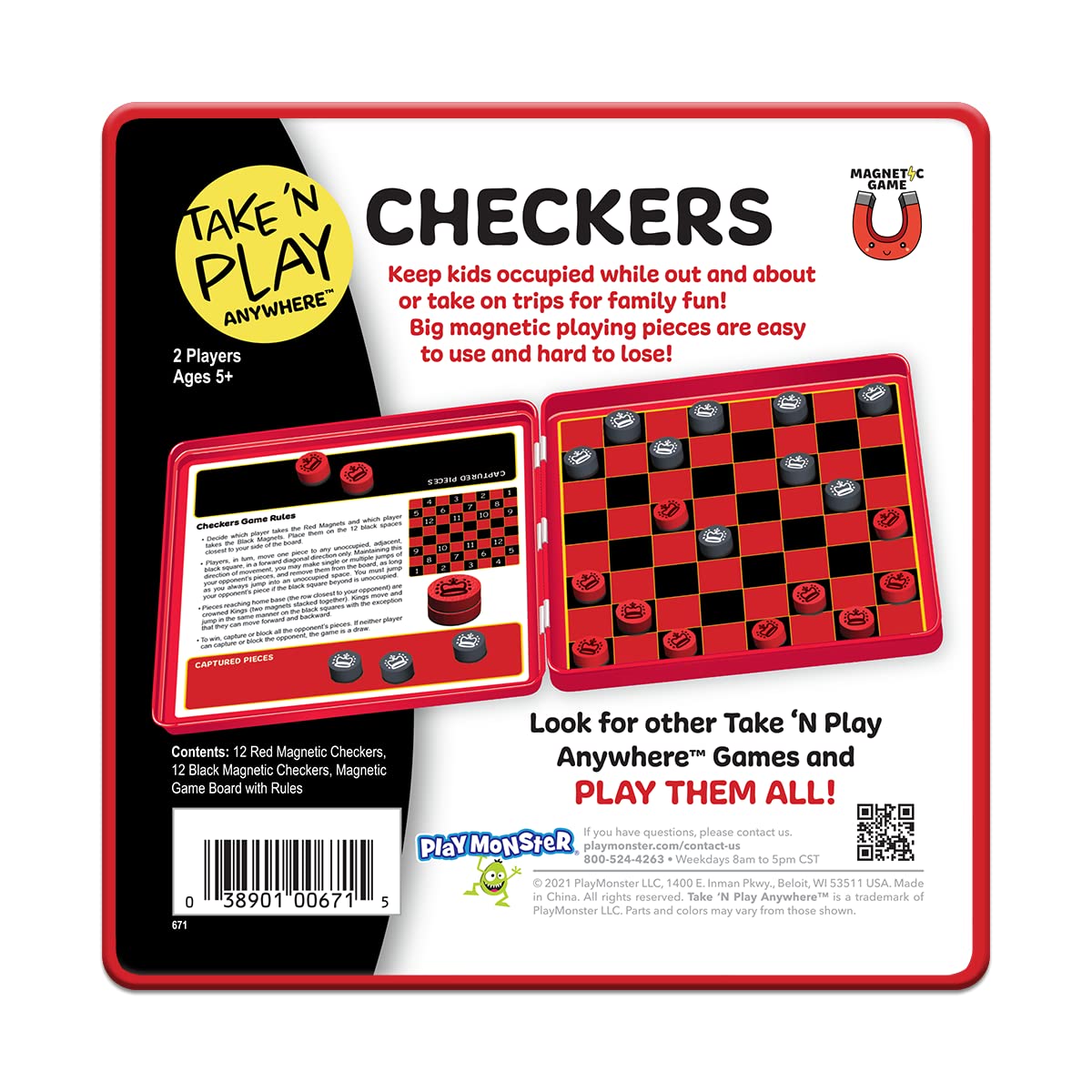 Foto 5 pulgar | Juego de Viaje Magnético Playmonster Take 'n Play Anywhere Checkers - Venta Internacional