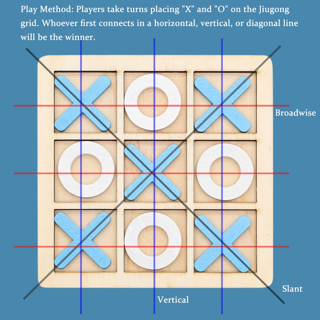 Foto 4 pulgar | Juego de Mesa Tic Tac Toe XO de Madera para Fiestas Familiares - Venta Internacional