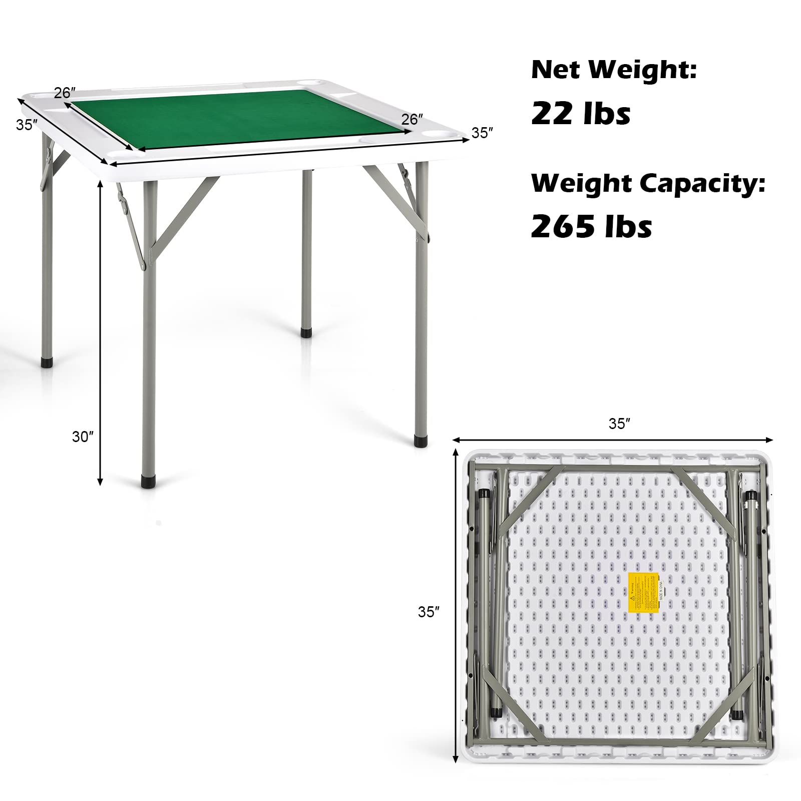 Foto 8 pulgar | Mesa Mahjong Plegable Gotoplay con Tablero de Pvc Verde - Venta Internacional