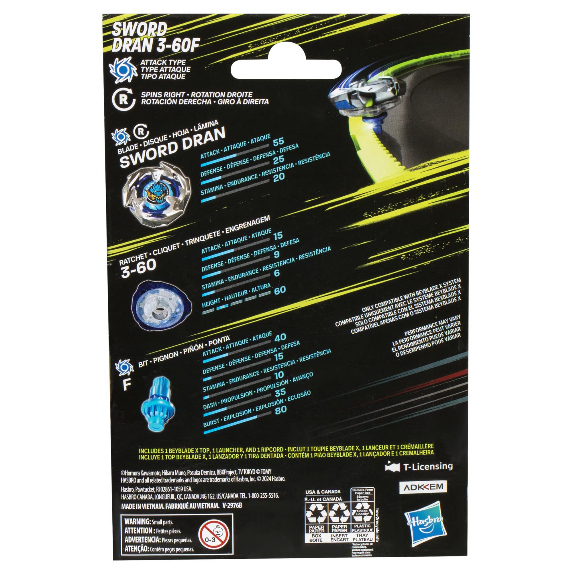 Foto 5 | Set de Paquete Beyblade X Sword Dran 3-60f - Venta Internacional