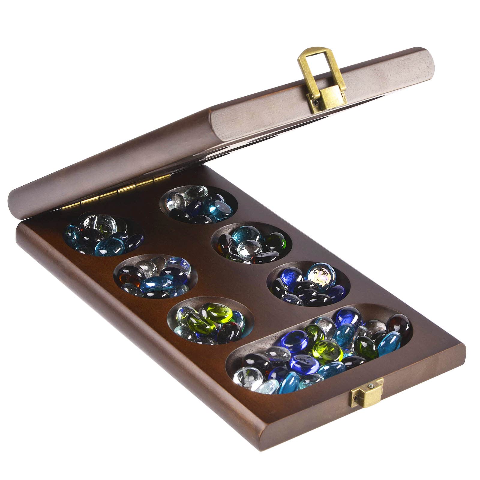 Foto 7 | Juego De Mesa Amerous Wooden Mancala Con 72+8 Piedras De Cristal - Venta Internacional.