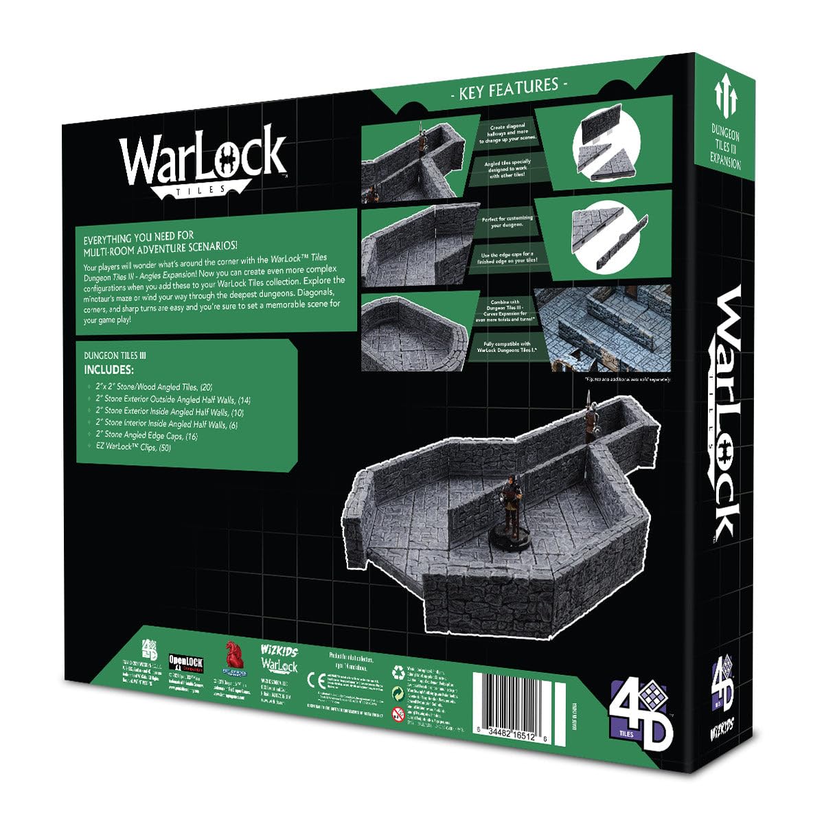 Foto 3 pulgar | Set De Expansión Wizkids Warlock Tiles Dungeon Tile Iii Angles - Venta Internacional.