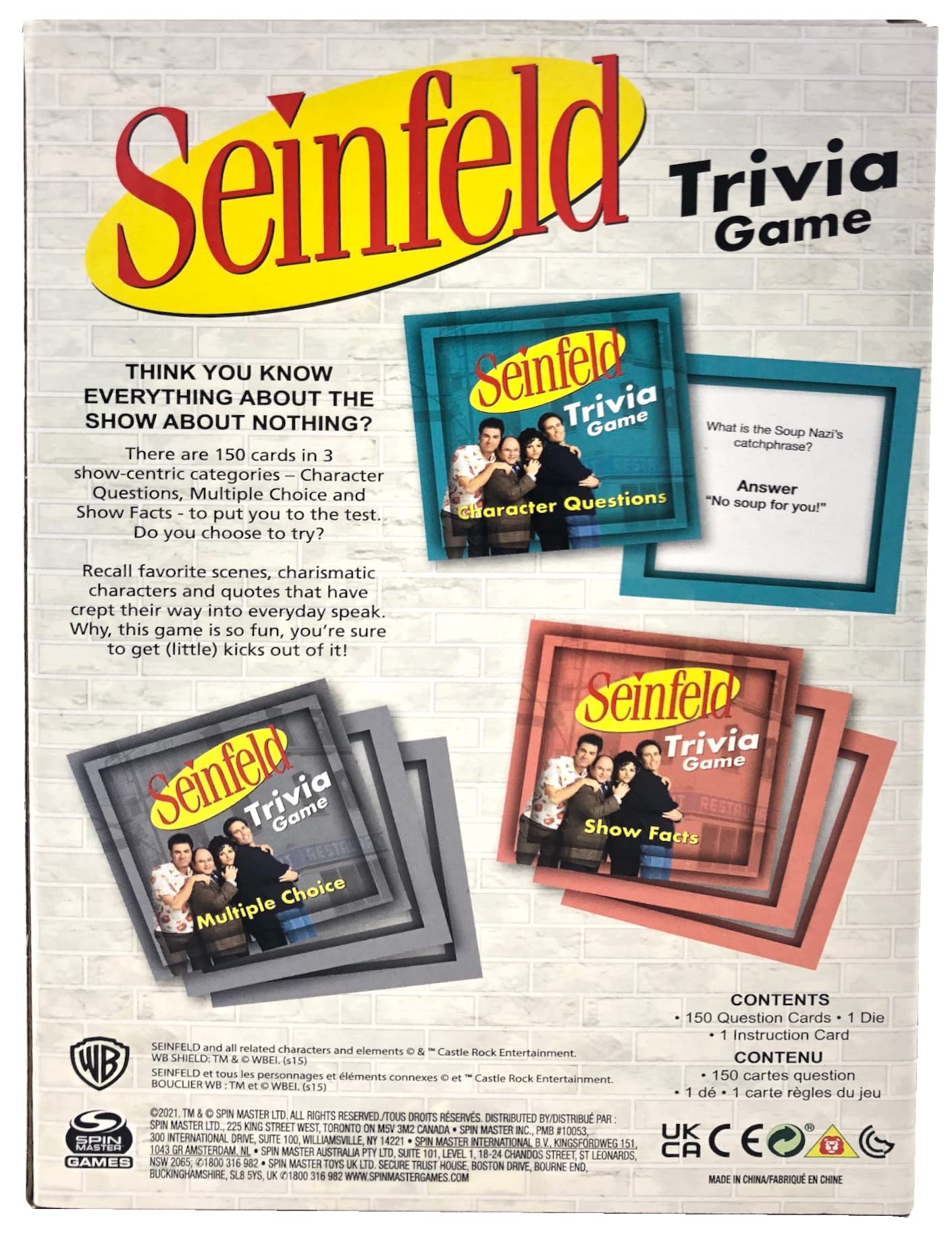 Foto 4 pulgar | Trivia Game Spin Master Games Seinfeld Tv Show 150 Cartas - Venta Internacional.