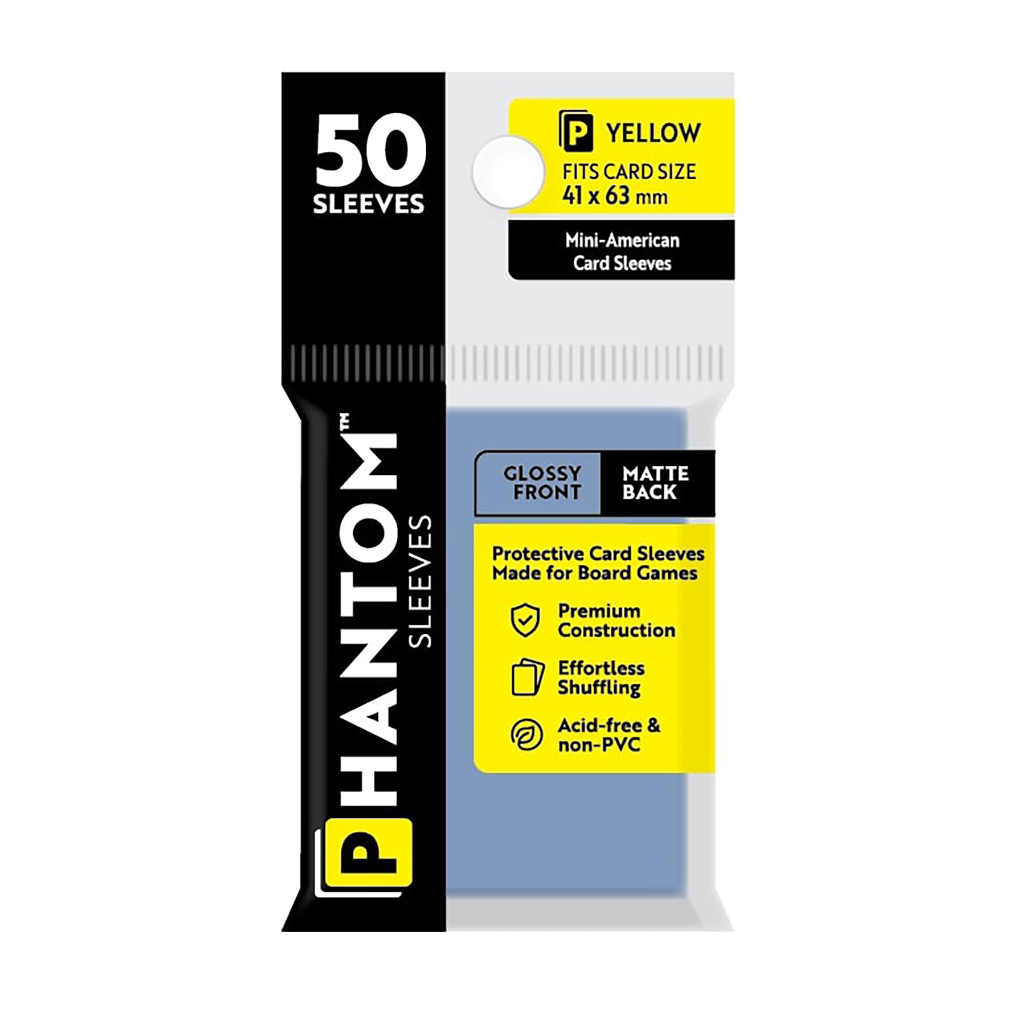 Foto 2 pulgar | Fundas Para Cartas Capstone Games Phantom Yellow 41 X 63 Mm, 50 Unidades - Venta Internacional.