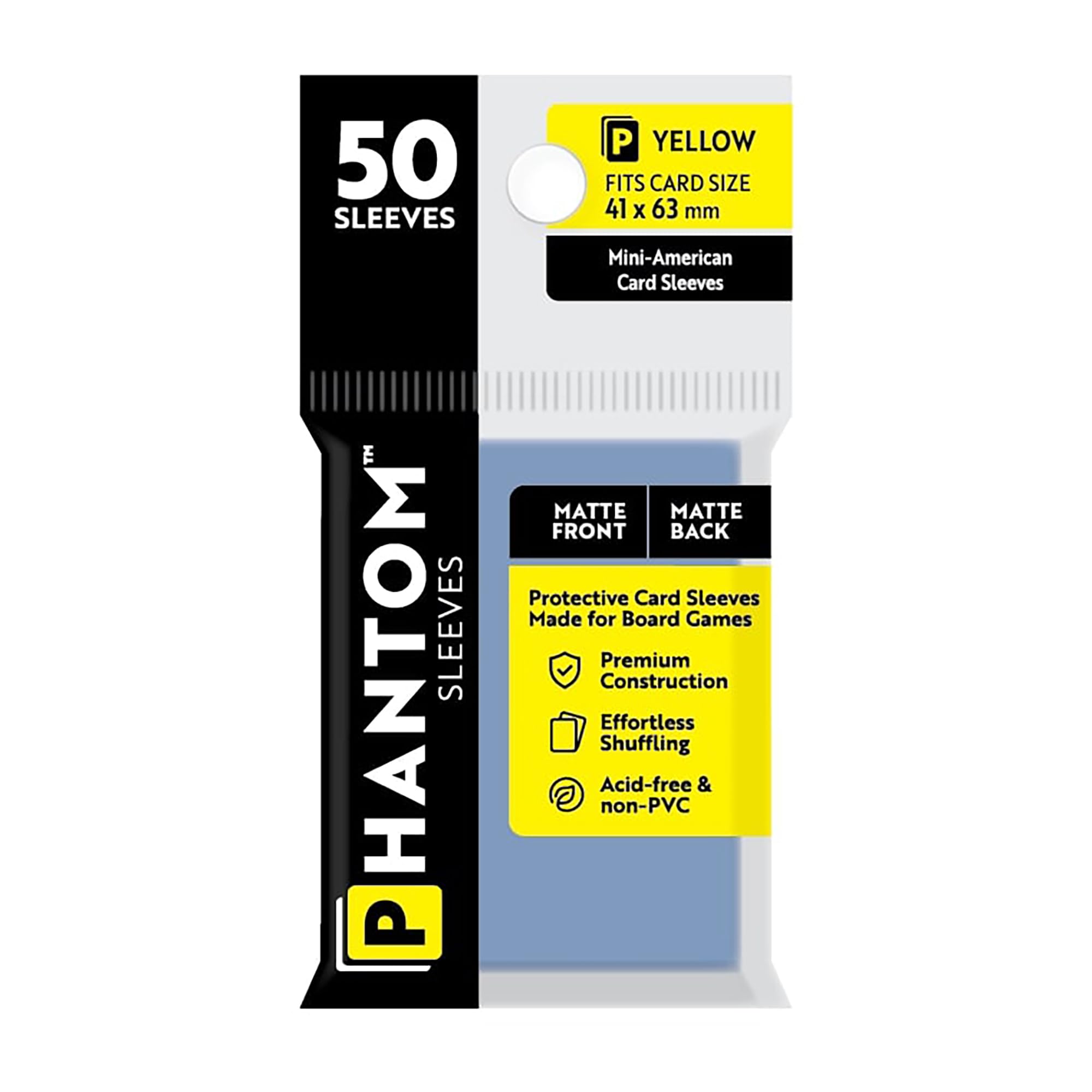 Fundas Para Cartas Capstone Games Phantom Yellow 41 X 63 Mm, 50 Unidades - Venta Internacional.