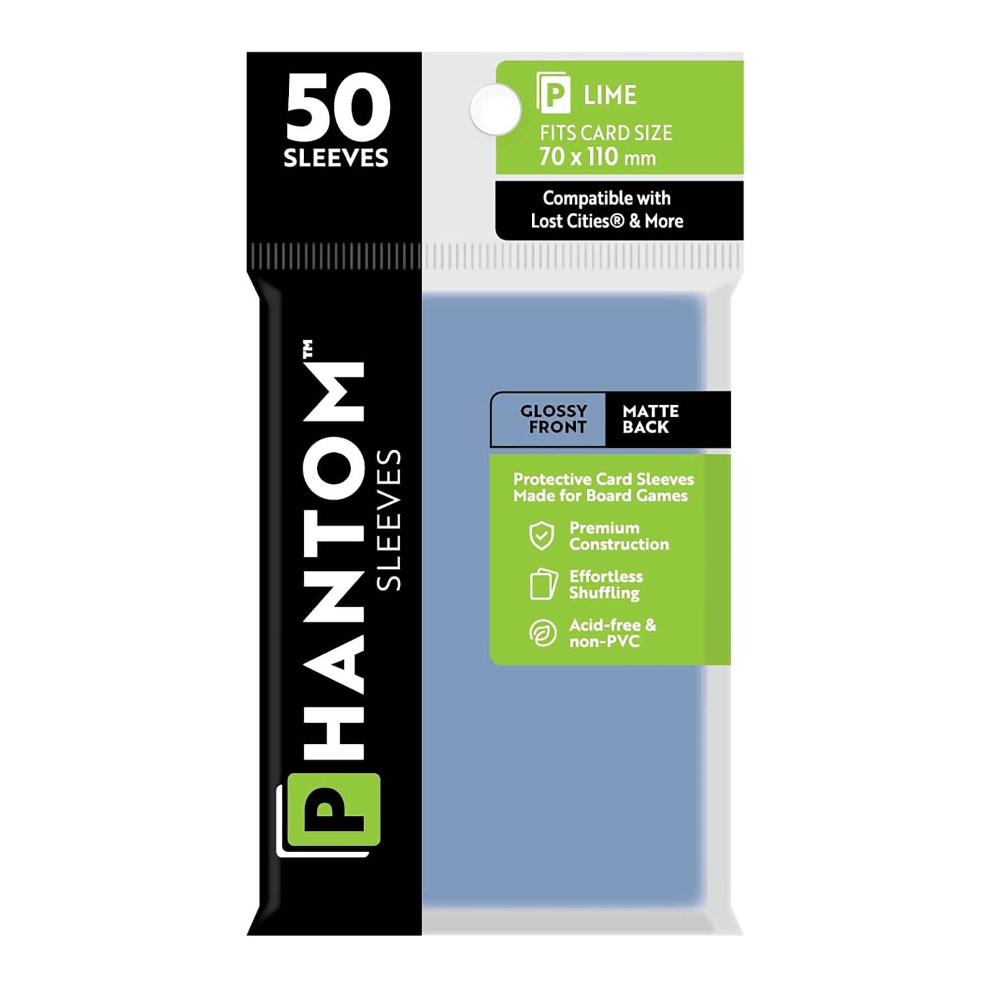 Fundas Para Cartas Capstone Games Phantom Lime, 70 X 110 Mm, 50 Unidades - Venta Internacional.