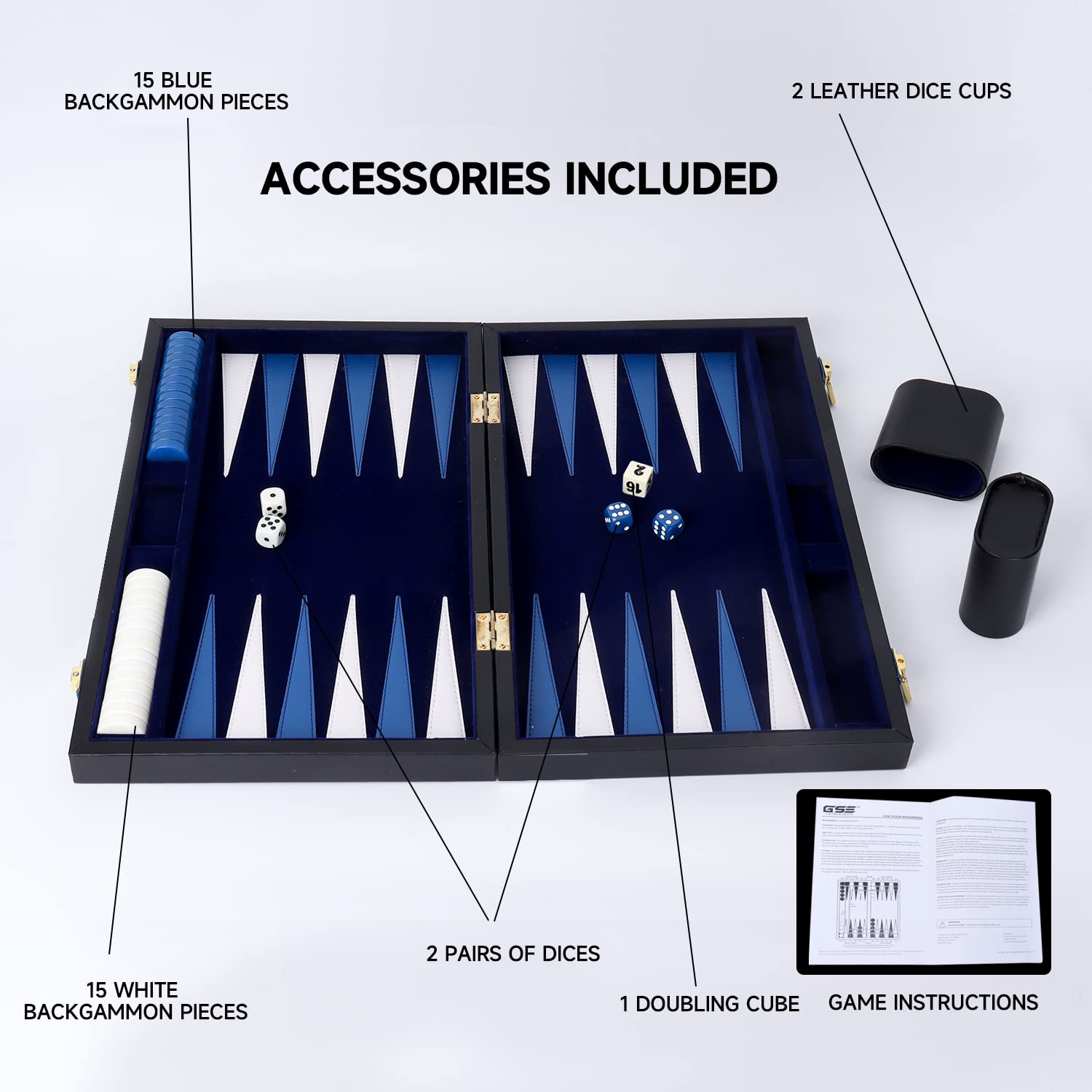 Foto 5 pulgar | Set De Juego De Mesa De Backgammon Gse Premium Leather - Venta Internacional.