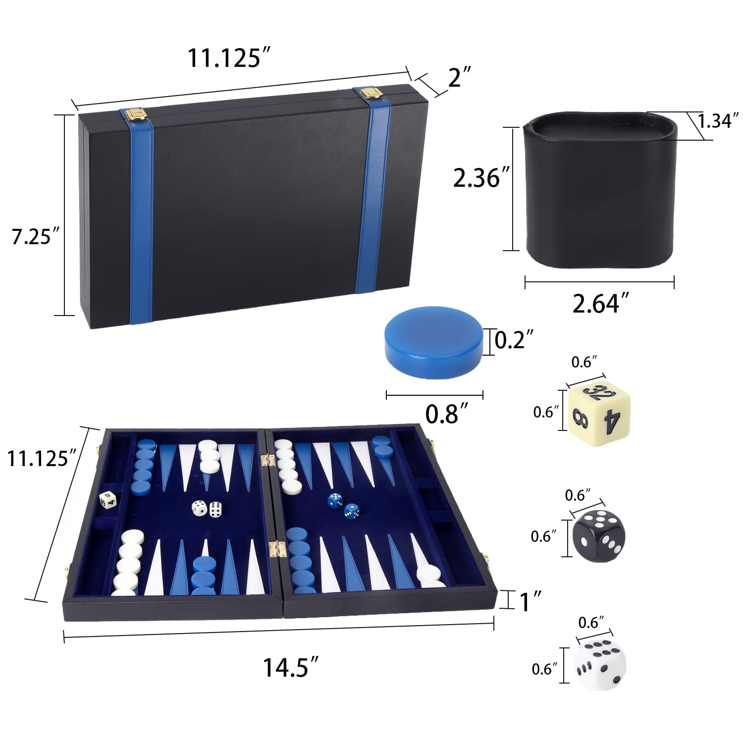 Foto 5 | Set De Juego De Mesa De Backgammon Gse Premium Leather - Venta Internacional.