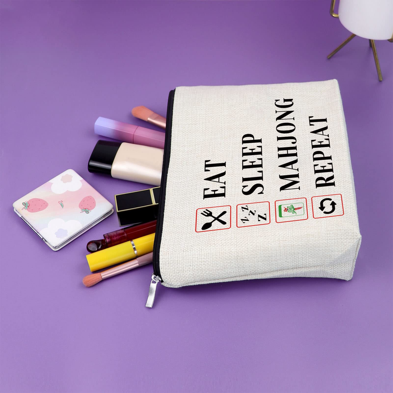 Foto 5 | Bolsa De Cosméticos Sazuwu Mahjong Lover De Regalo Para Mujer, Color Blanco - Venta Internacional.