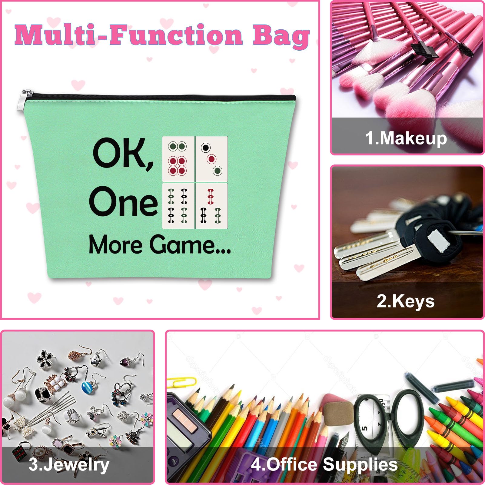 Foto 8 pulgar | Bolsa De Maquillaje Mxrymvu Mahjong Lover, Regalo Para Mujer, 2 Unidades - Venta Internacional.