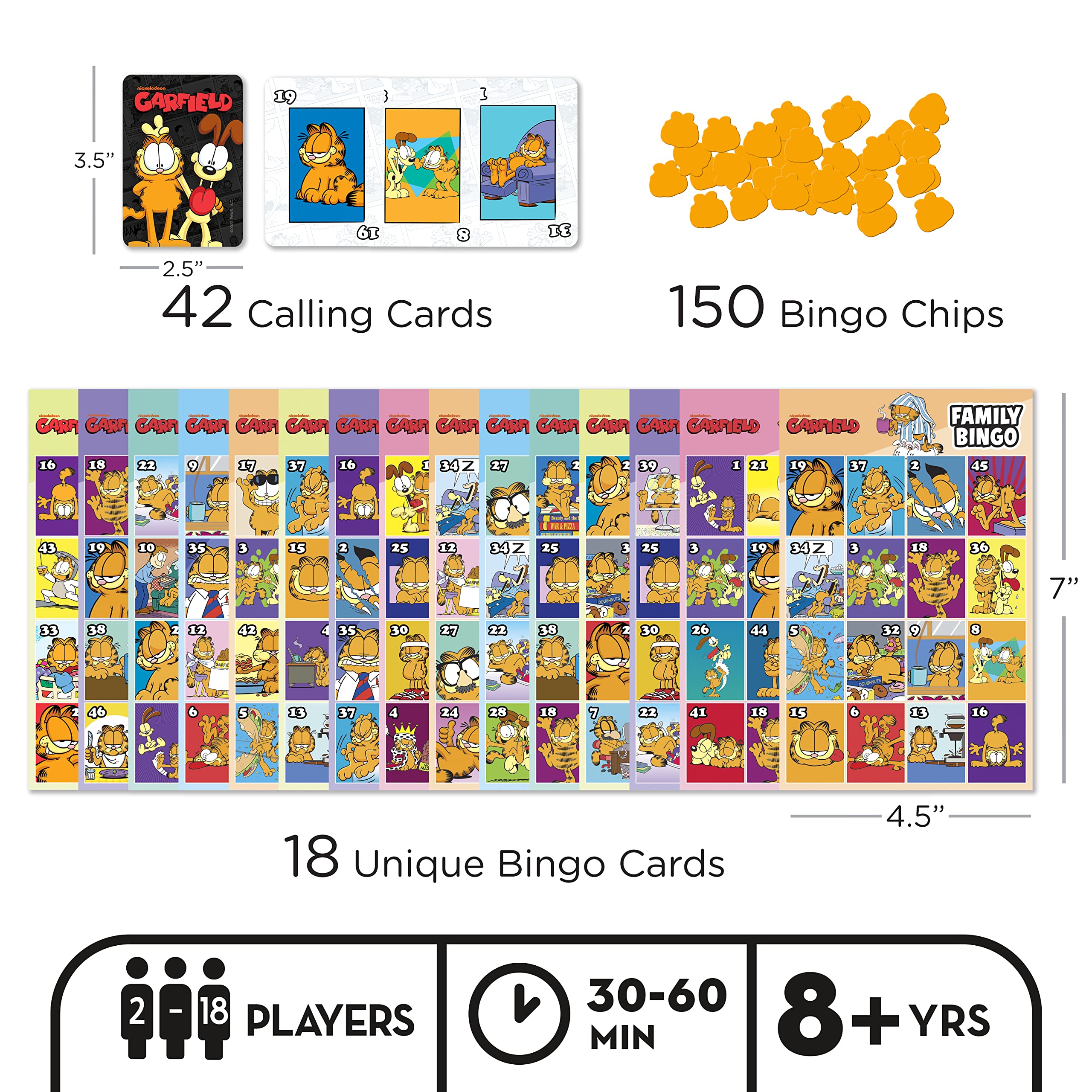 Foto 3 pulgar | Juego De Bingo Aquarius Garfield Family Con 18 Tarjetas De Bingo De 2 A 18 - Venta Internacional.