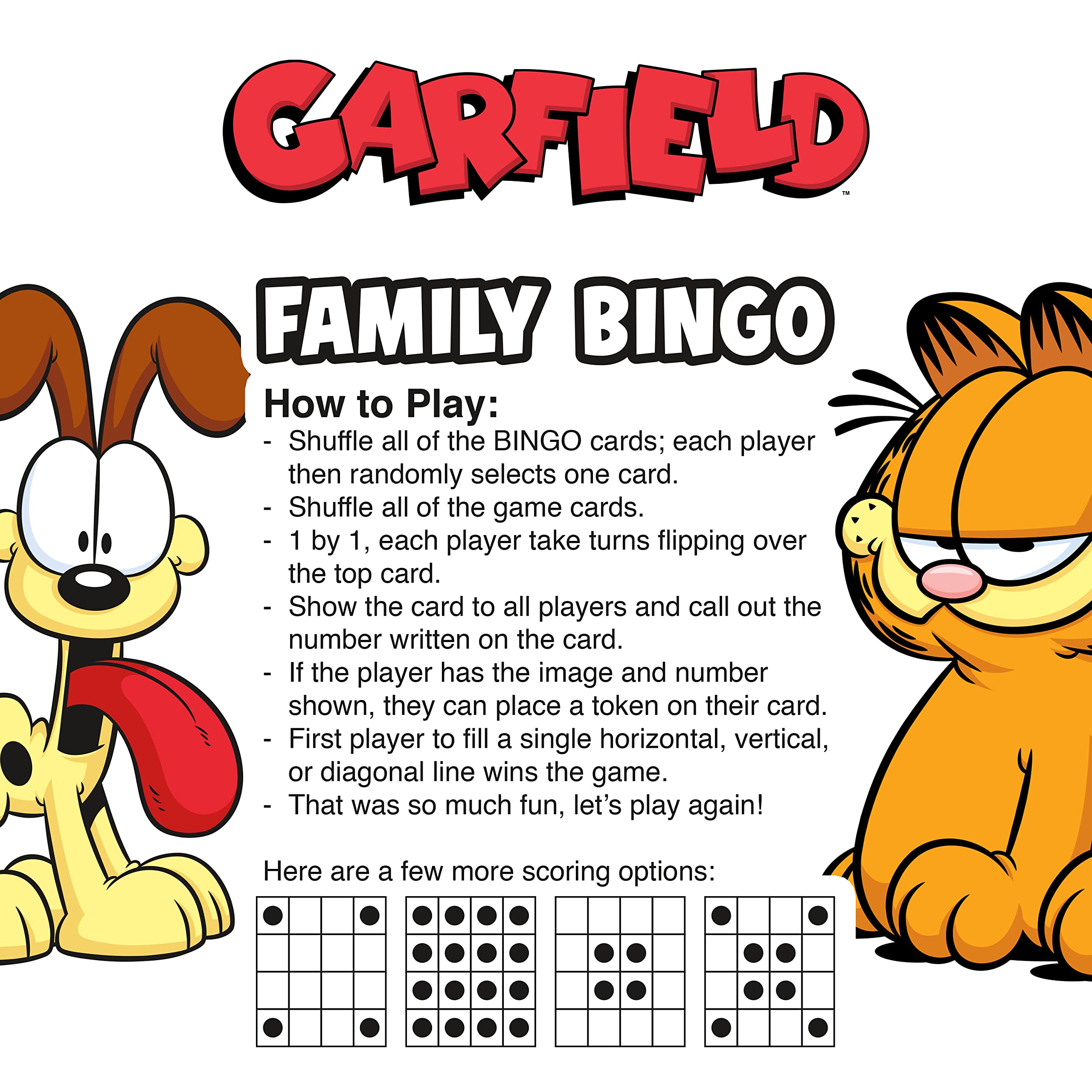 Foto 4 pulgar | Juego De Bingo Aquarius Garfield Family Con 18 Tarjetas De Bingo De 2 A 18 - Venta Internacional.