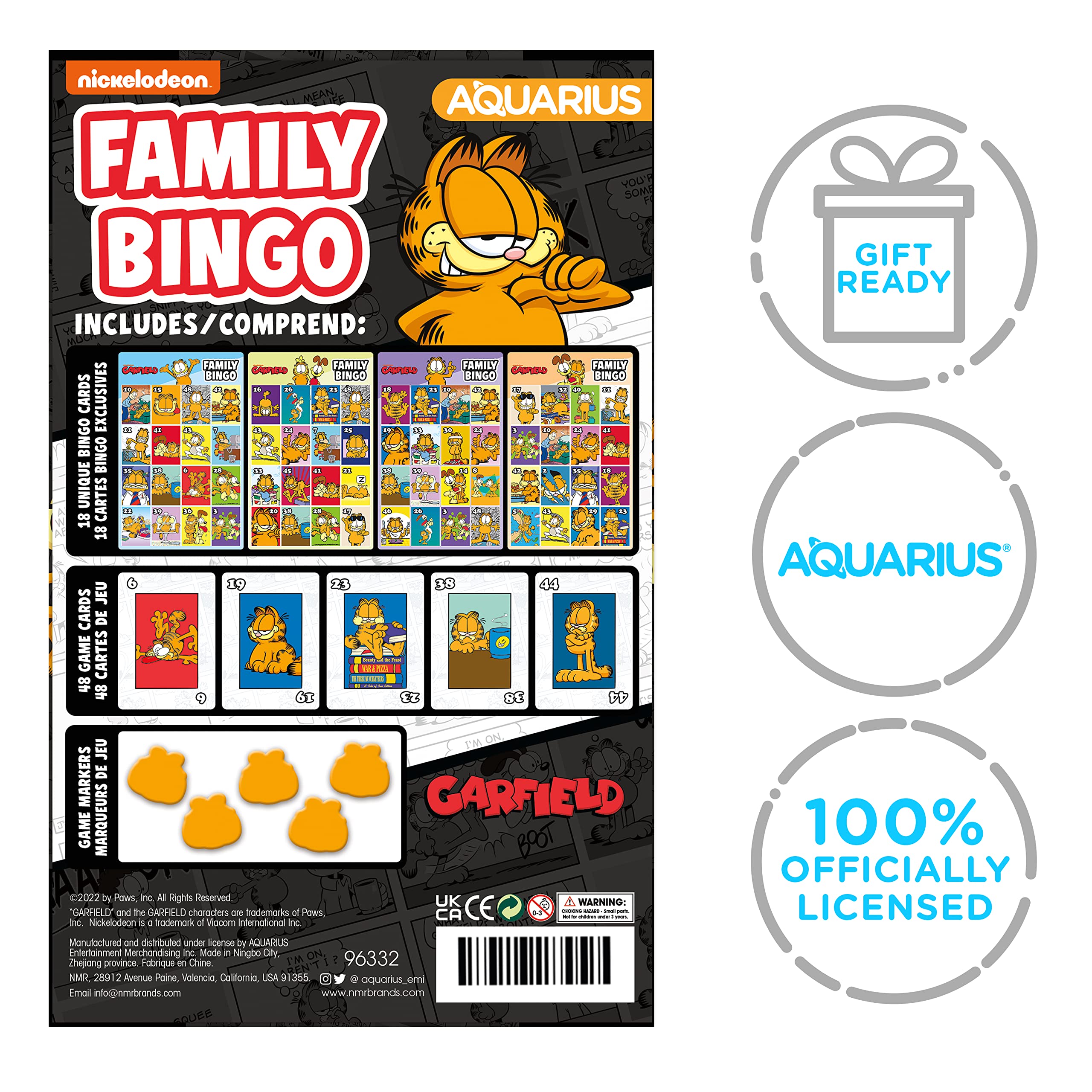 Foto 8 pulgar | Juego De Bingo Aquarius Garfield Family Con 18 Tarjetas De Bingo De 2 A 18 - Venta Internacional.