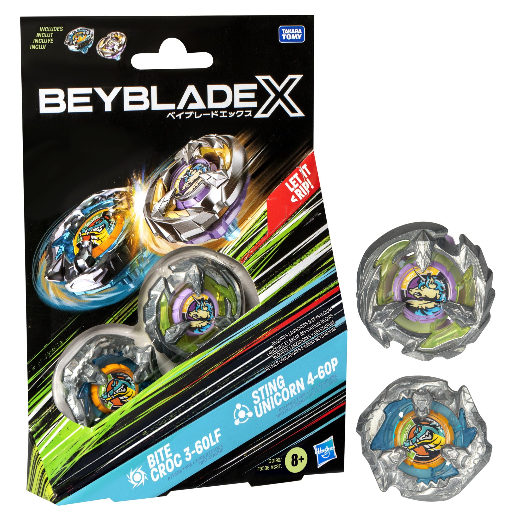 Set Battling Top Beyblade X Bite Croc 3-60lf Y Sting Unicorn 4-60p - Venta Internacional.