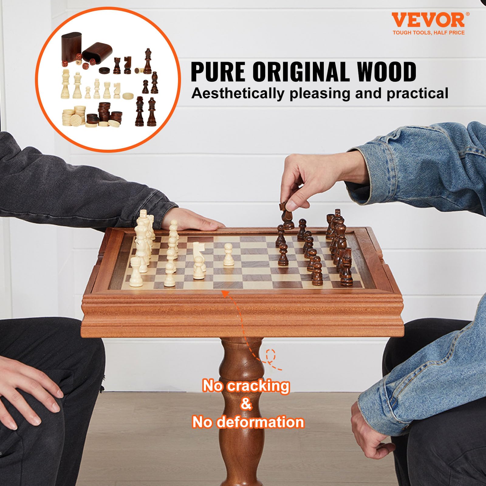 Foto 3 pulgar | Juego De Mesa De Backgammon Chess Checkers 3 En 1 Vevor, 45 Cm, Madera - Venta Internacional.