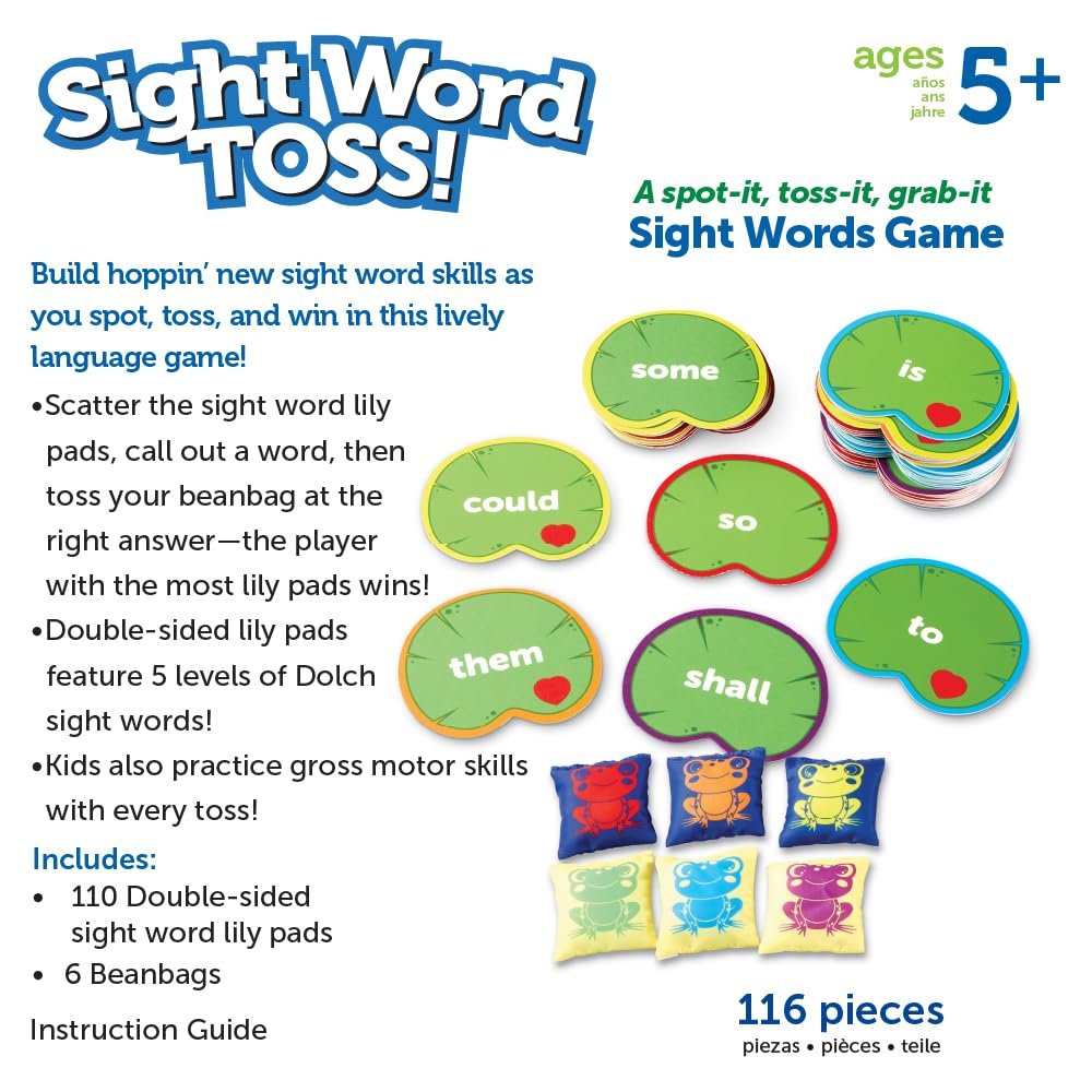 Foto 6 | Recursos De Aprendizaje De Juegos De Mesa Sight Word Games Toss 5 Años O Más - Venta Internacional.