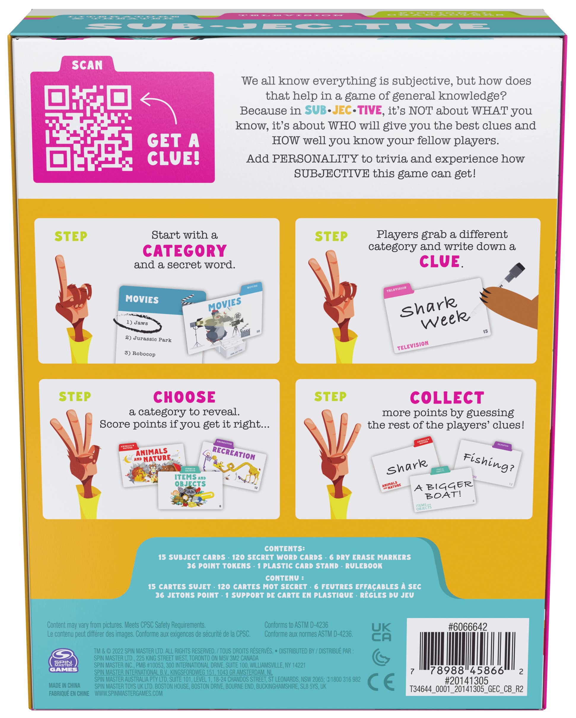 Foto 8 pulgar | Juego De Cartas Spin Master Subjetive Para Family Night 10+ - Venta Internacional.