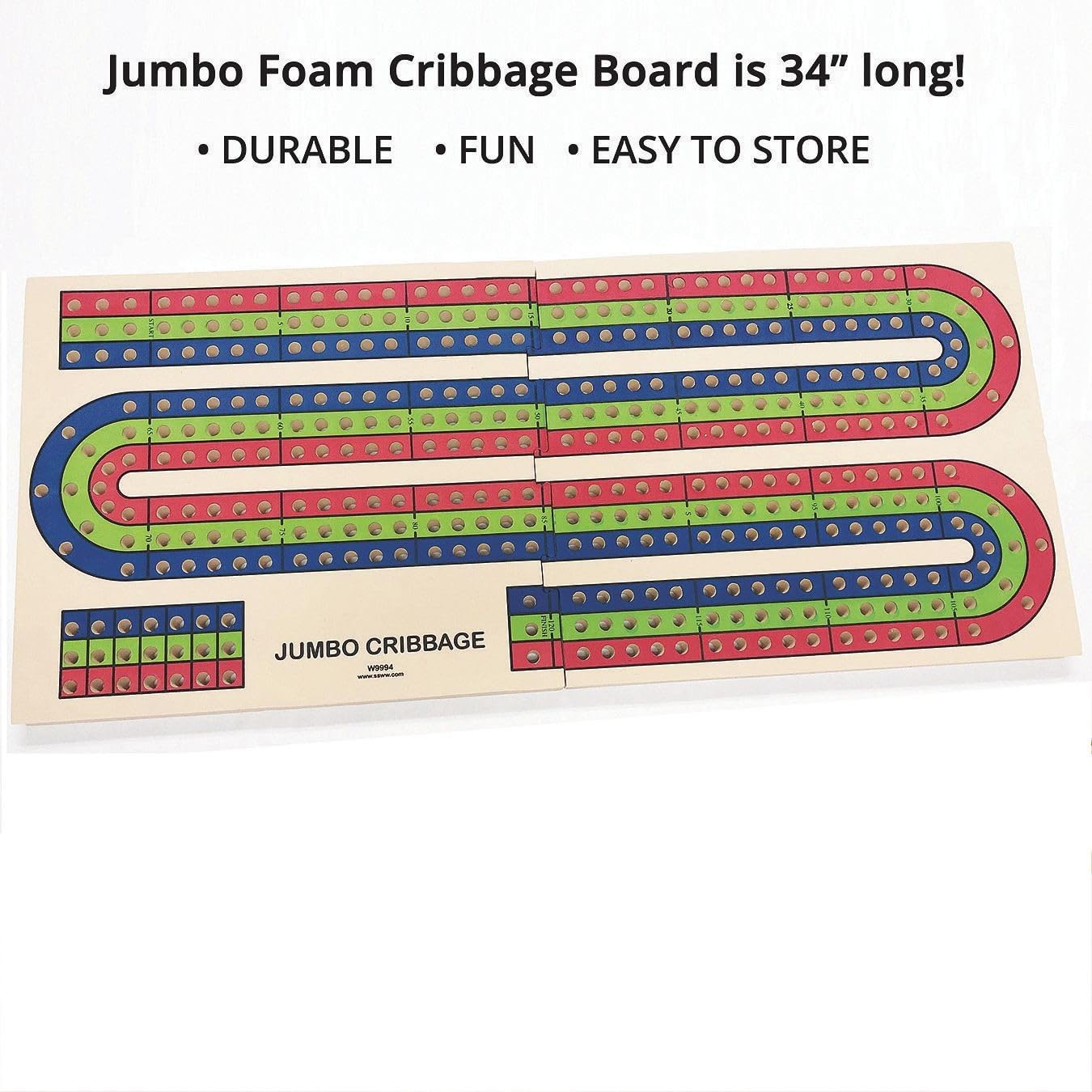 Foto 2 | Tabla Cribbage Board S&s Worldwide Jumbo De Espuma De 34 Cm De Largo Con 12 Clavijas - Venta Internacional.