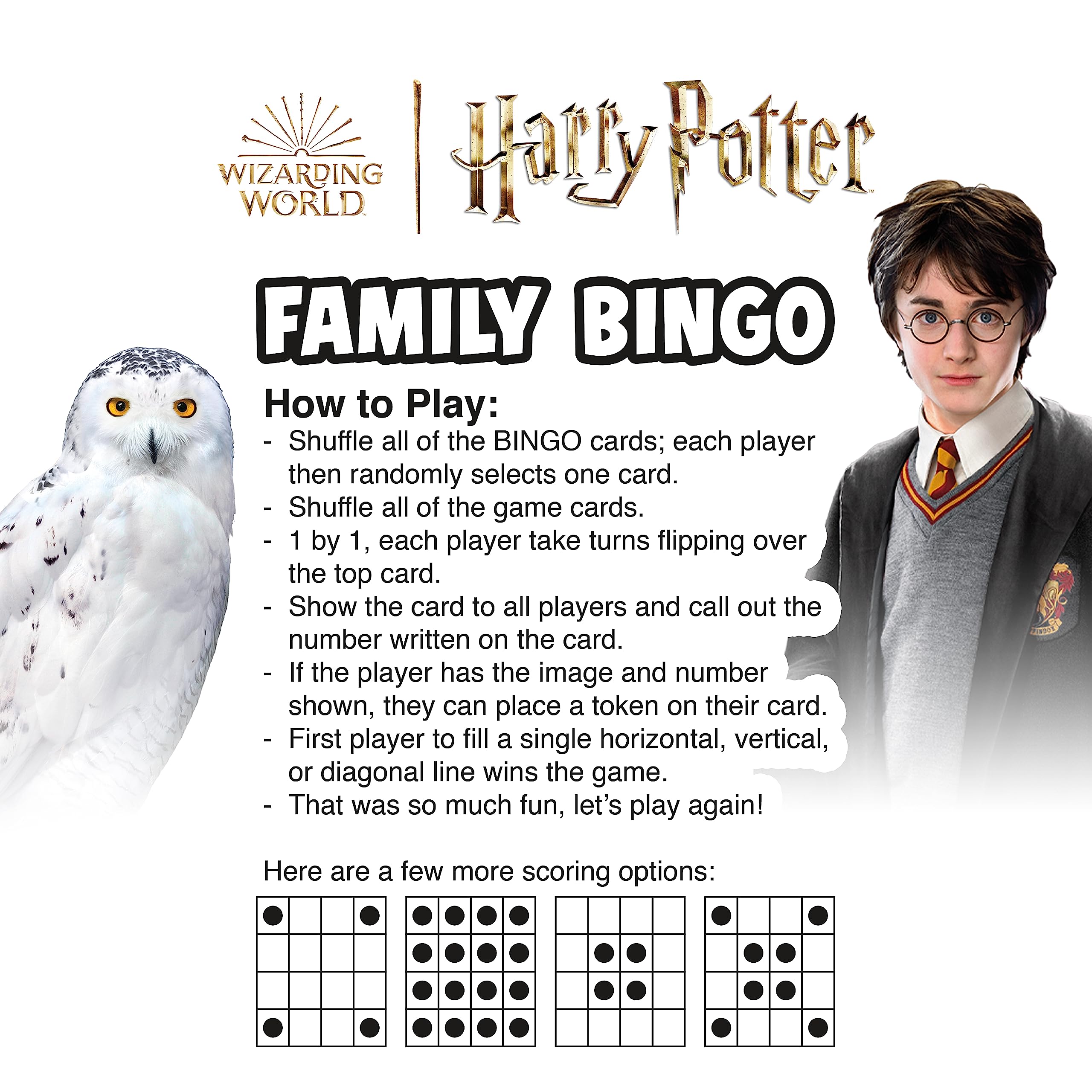 Foto 4 pulgar | Juego De Bingo Aquarius Harry Potter Family Con 18 Cartas Para Niños Mayores De 8 Años - Venta Internacional.