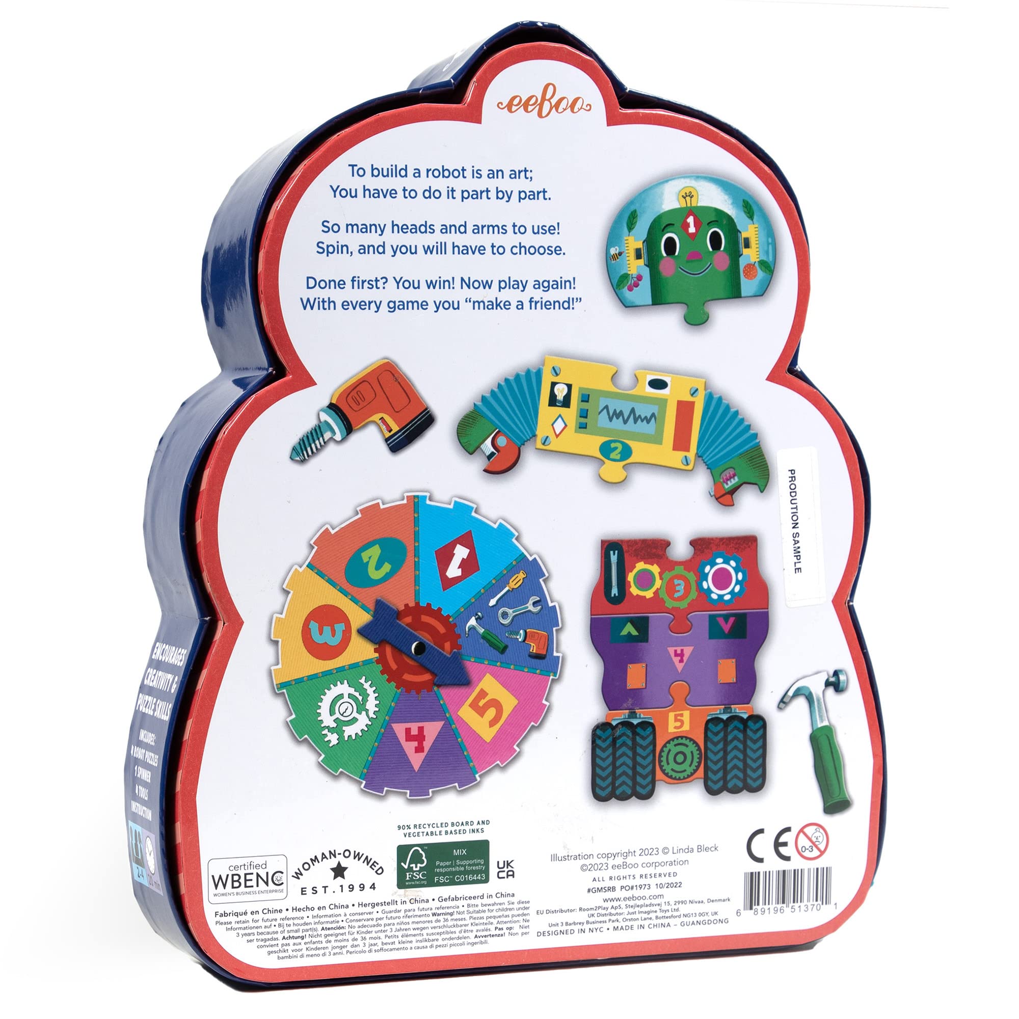 Foto 2 | Juego De Mesa Eeboo Build A Robot Spinner Para 2-4 Jugadores, Más De 3 Años - Venta Internacional.