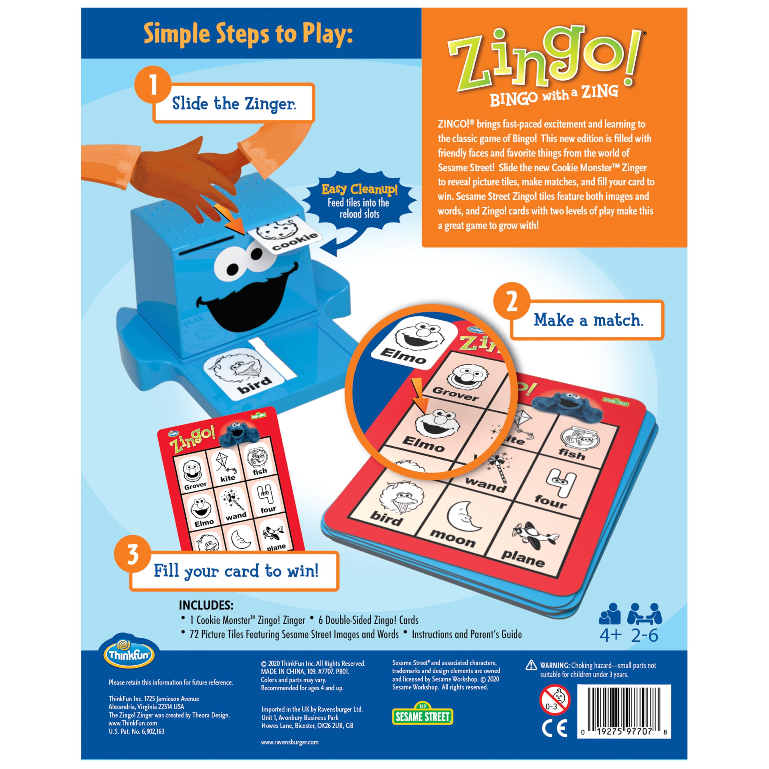 Foto 7 pulgar | Juego Thinkfun Sesame Street Zingo! Desarrolle Habilidades Lingüísticas Para Mayores De 4 Años - Venta Internacional.