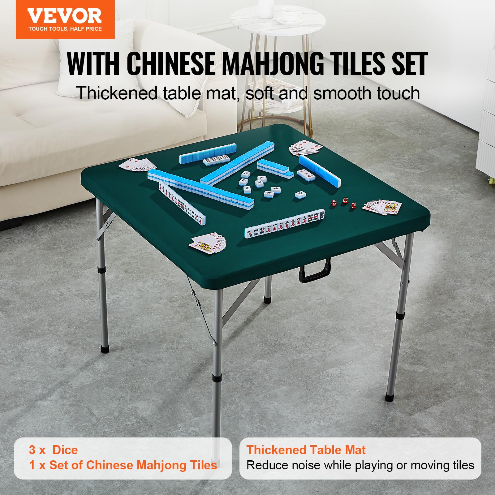 Foto 2 | Mesa De Mahjong Vevor Plegable Por La Mitad Para 4 Jugadores Con Fichas De Mahjong - Venta Internacional.