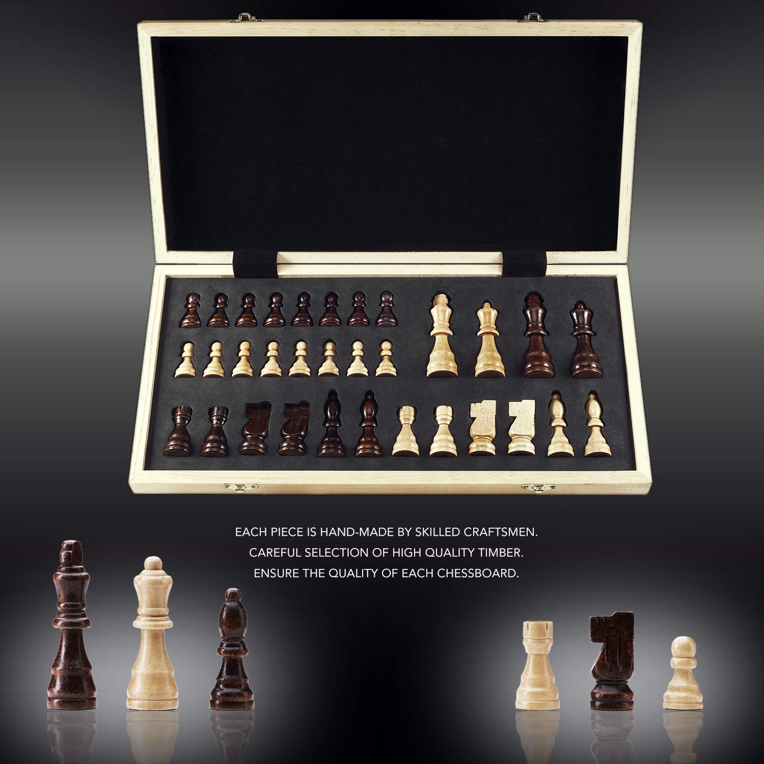 Foto 4 pulgar | Juego De Ajedrez Amerous Plegable Magnético De Madera Con Ranuras De Almacenamiento - Venta Internacional.
