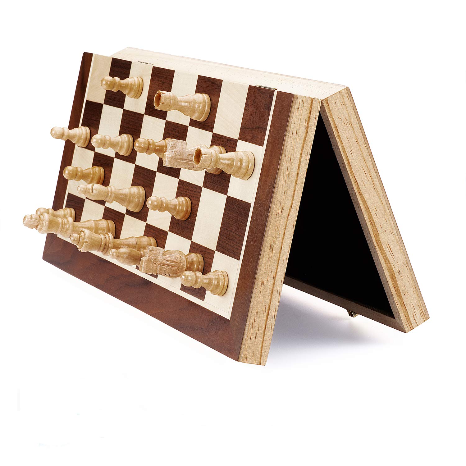 Foto 4 | Juego De Ajedrez Amerous Plegable Magnético De Madera Con Ranuras De Almacenamiento - Venta Internacional.
