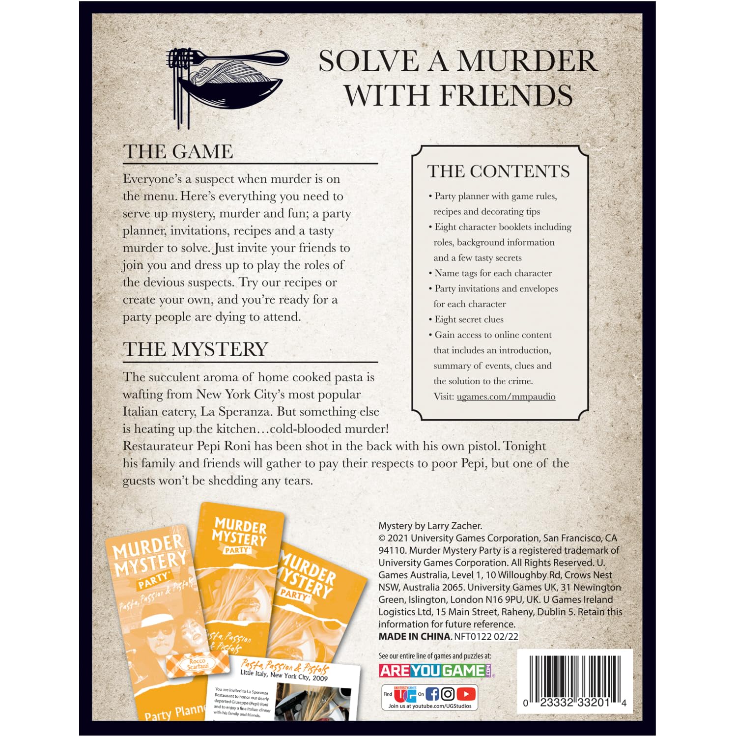 Foto 3 pulgar | Murder Mystery Party Game University Games Pasta Passion - Venta Internacional.