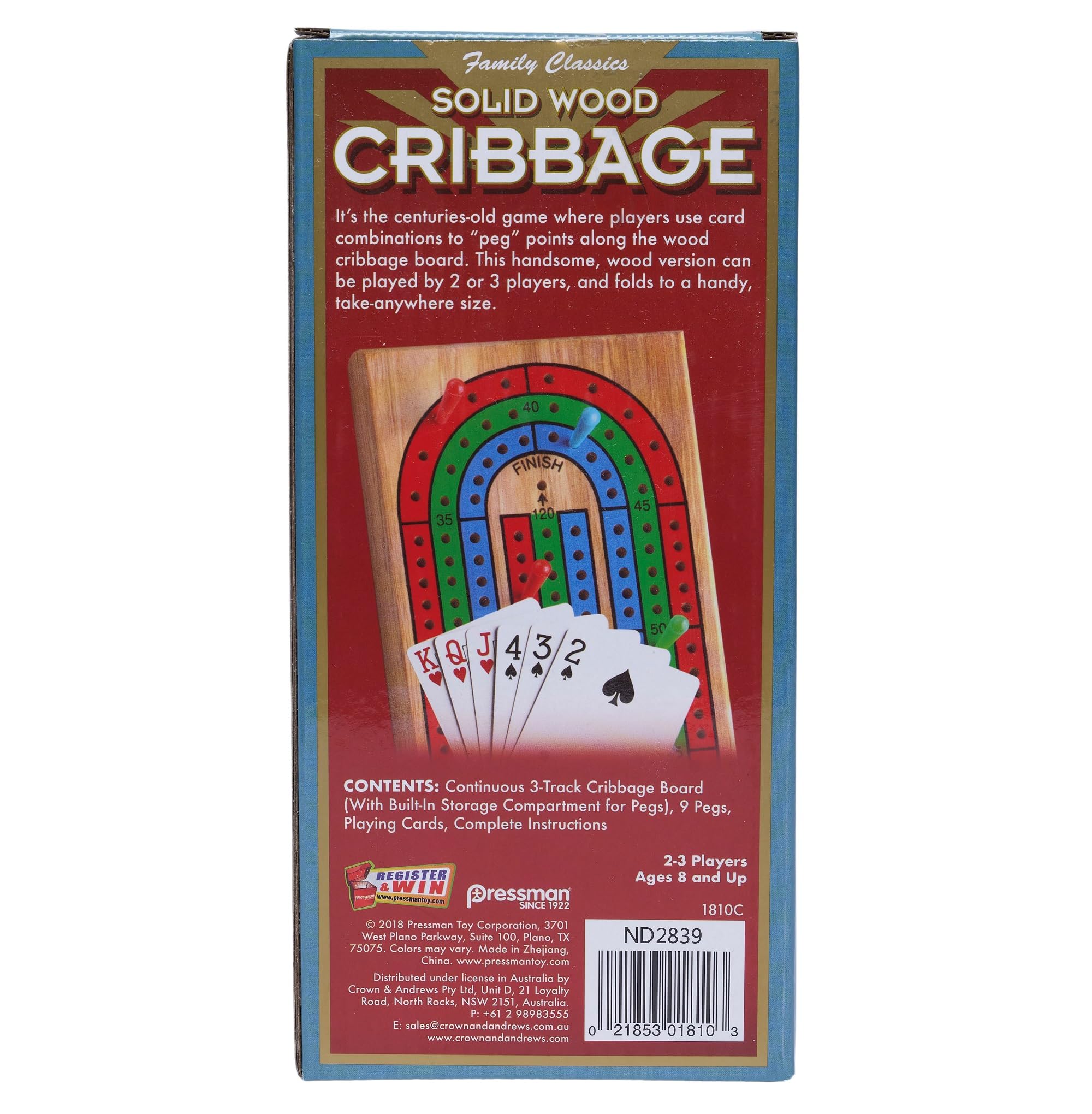 Foto 5 pulgar | Tabla De Cribbage Pressman Family Classics De Madera Maciza Con Almacenamiento - Venta Internacional.