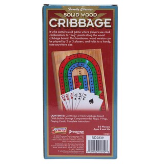 Foto 4 | Tabla De Cribbage Pressman Family Classics De Madera Maciza Con Almacenamiento - Venta Internacional.