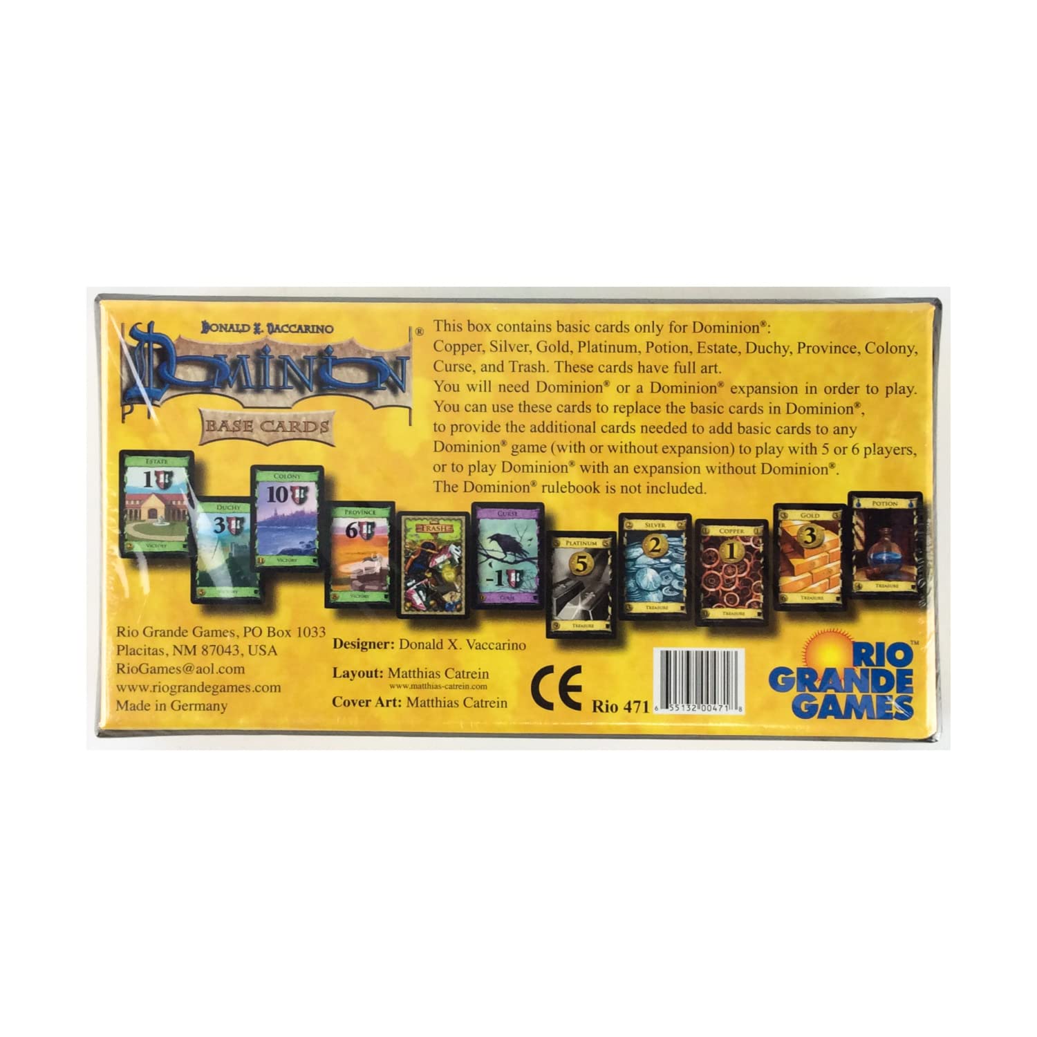 Foto 3 pulgar | Juego De Cartas Rio Grande Games Dominion Base Cards - Venta Internacional.