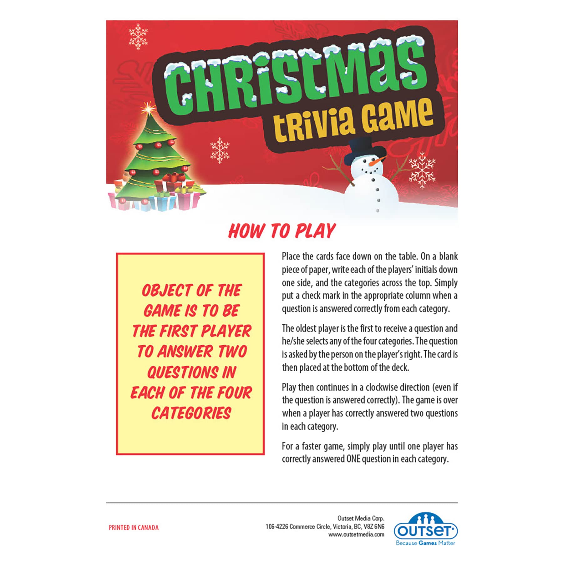 Foto 5 pulgar | Juego De Trivia Navideño Outset Media Con 70 Tarjetas De Trivia - Venta Internacional.