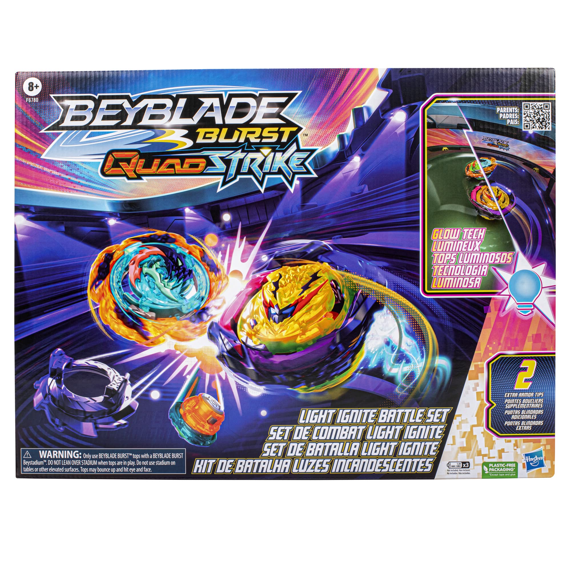 Foto 3 pulgar | Set De Combate Beyblade Burst Quadstrike Light Ignite Con Estadio - Venta Internacional.