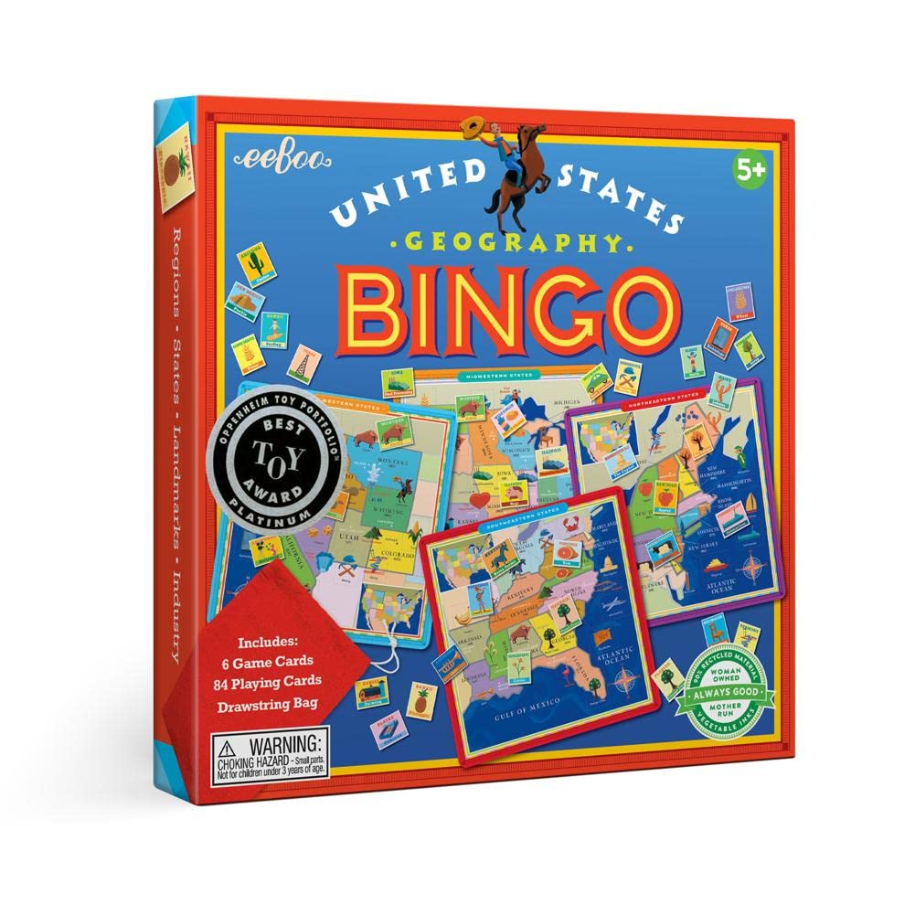 Foto 2 pulgar | Juego De Bingo Eeboo United States Geography Para 2-6 Jugadores Mayores De 5 Años - Venta Internacional.