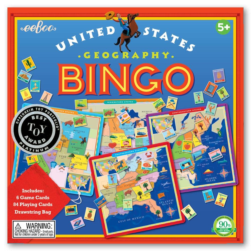 Foto 3 pulgar | Juego De Bingo Eeboo United States Geography Para 2-6 Jugadores Mayores De 5 Años - Venta Internacional.