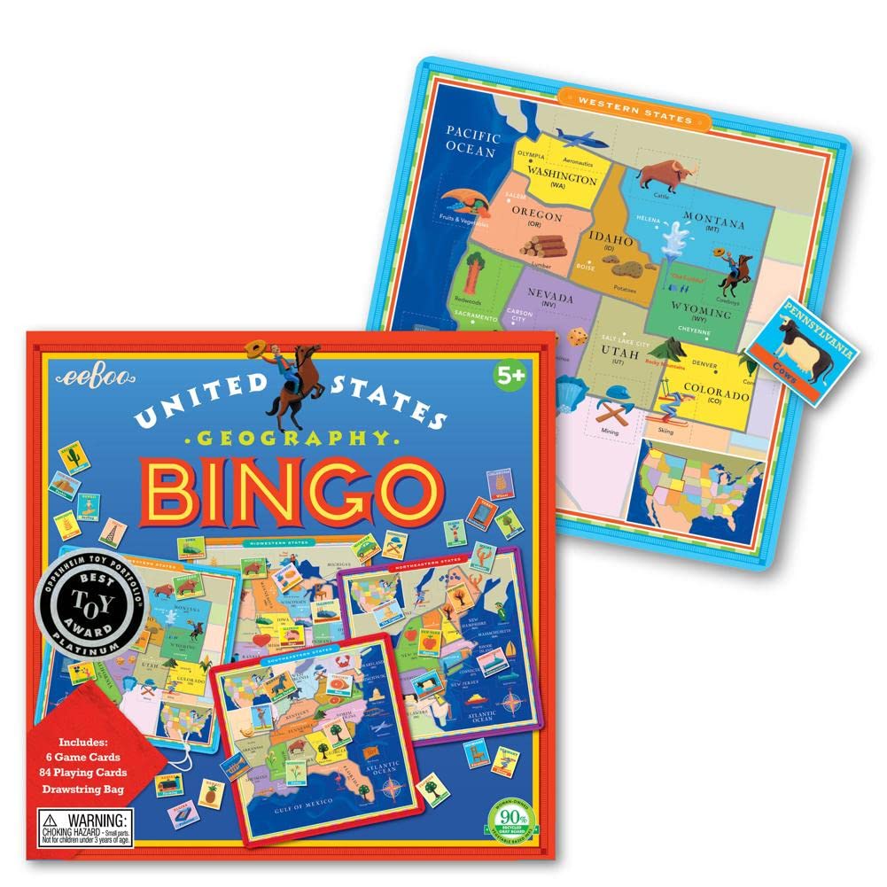 Foto 4 pulgar | Juego De Bingo Eeboo United States Geography Para 2-6 Jugadores Mayores De 5 Años - Venta Internacional.