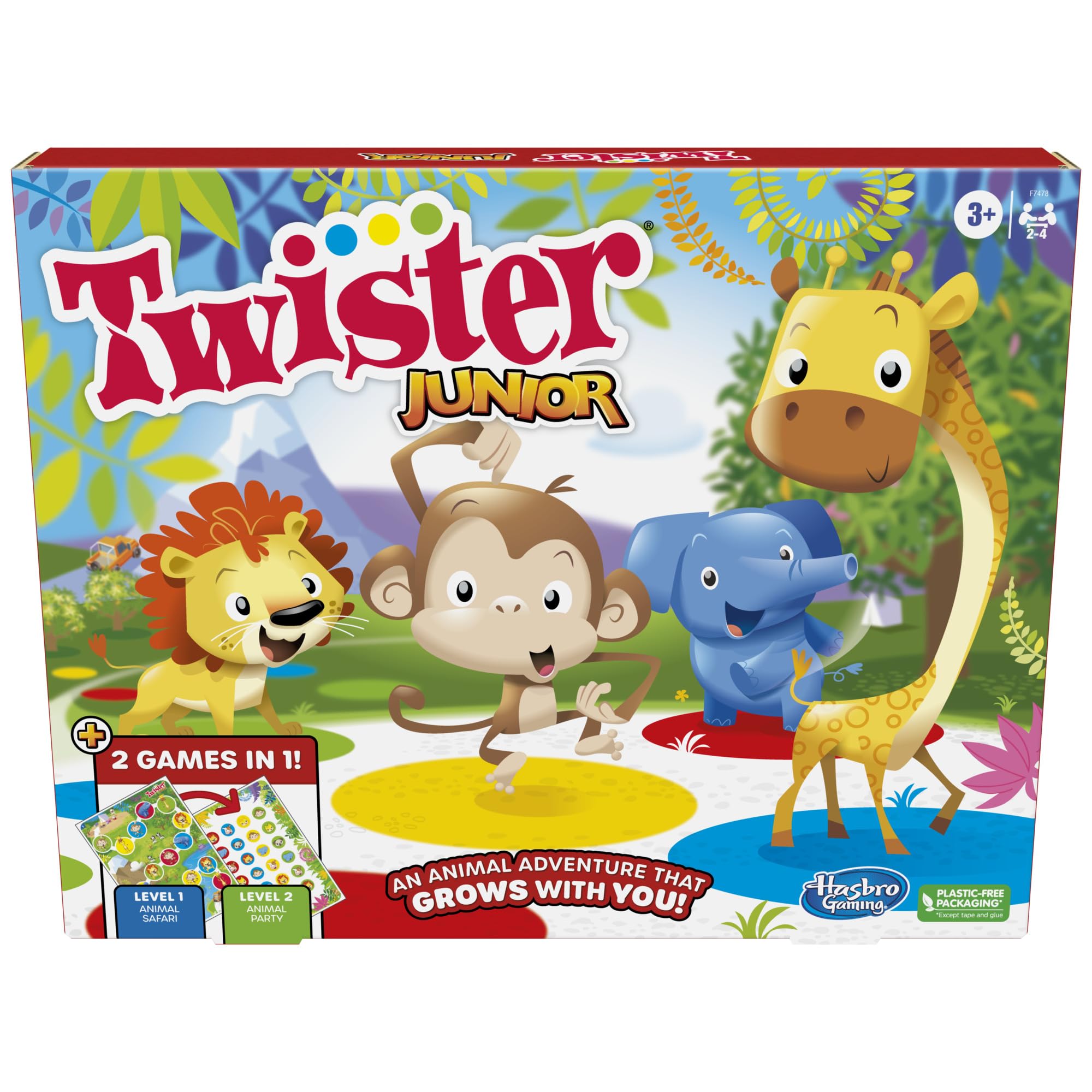 Foto 2 pulgar | Tapete De 2 Caras Game Hasbro Gaming Twister Junior Animal Adventure - Venta Internacional.