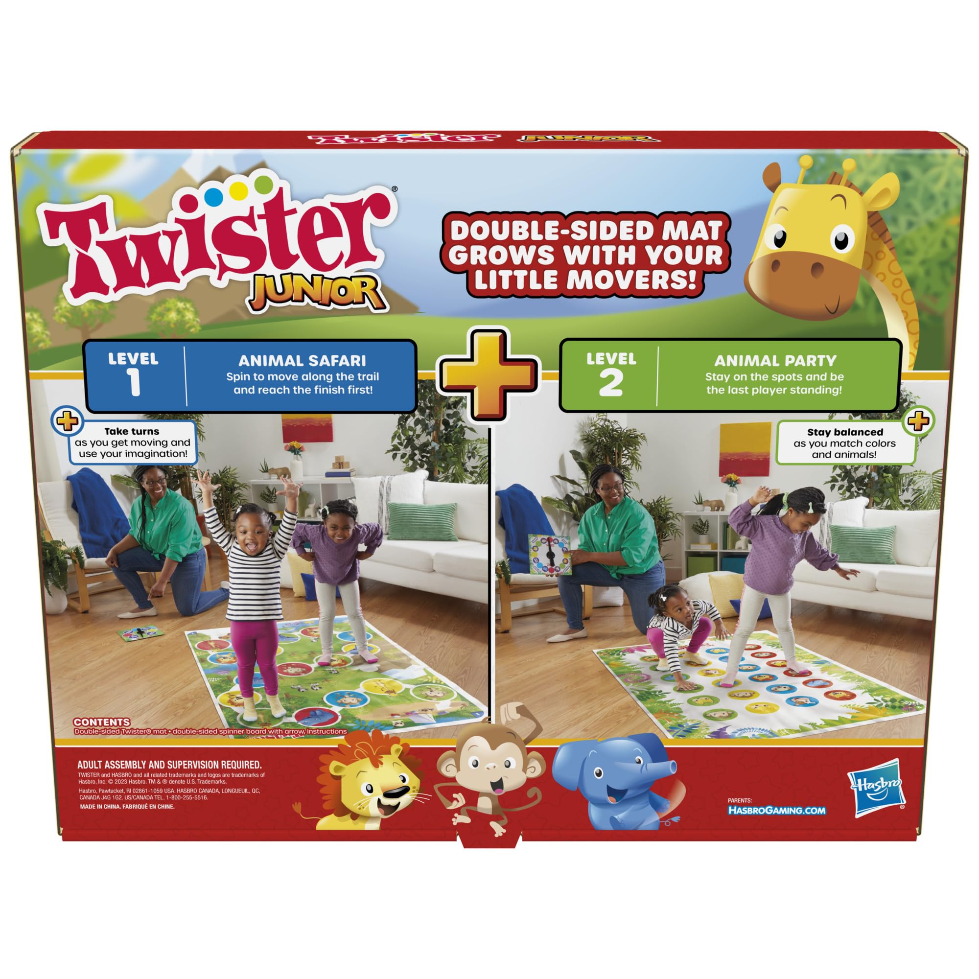 Foto 2 | Tapete De 2 Caras Game Hasbro Gaming Twister Junior Animal Adventure - Venta Internacional.