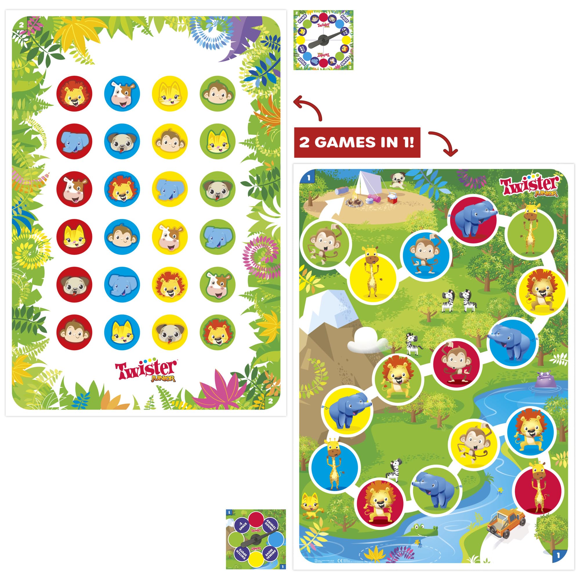 Foto 4 pulgar | Tapete De 2 Caras Game Hasbro Gaming Twister Junior Animal Adventure - Venta Internacional.
