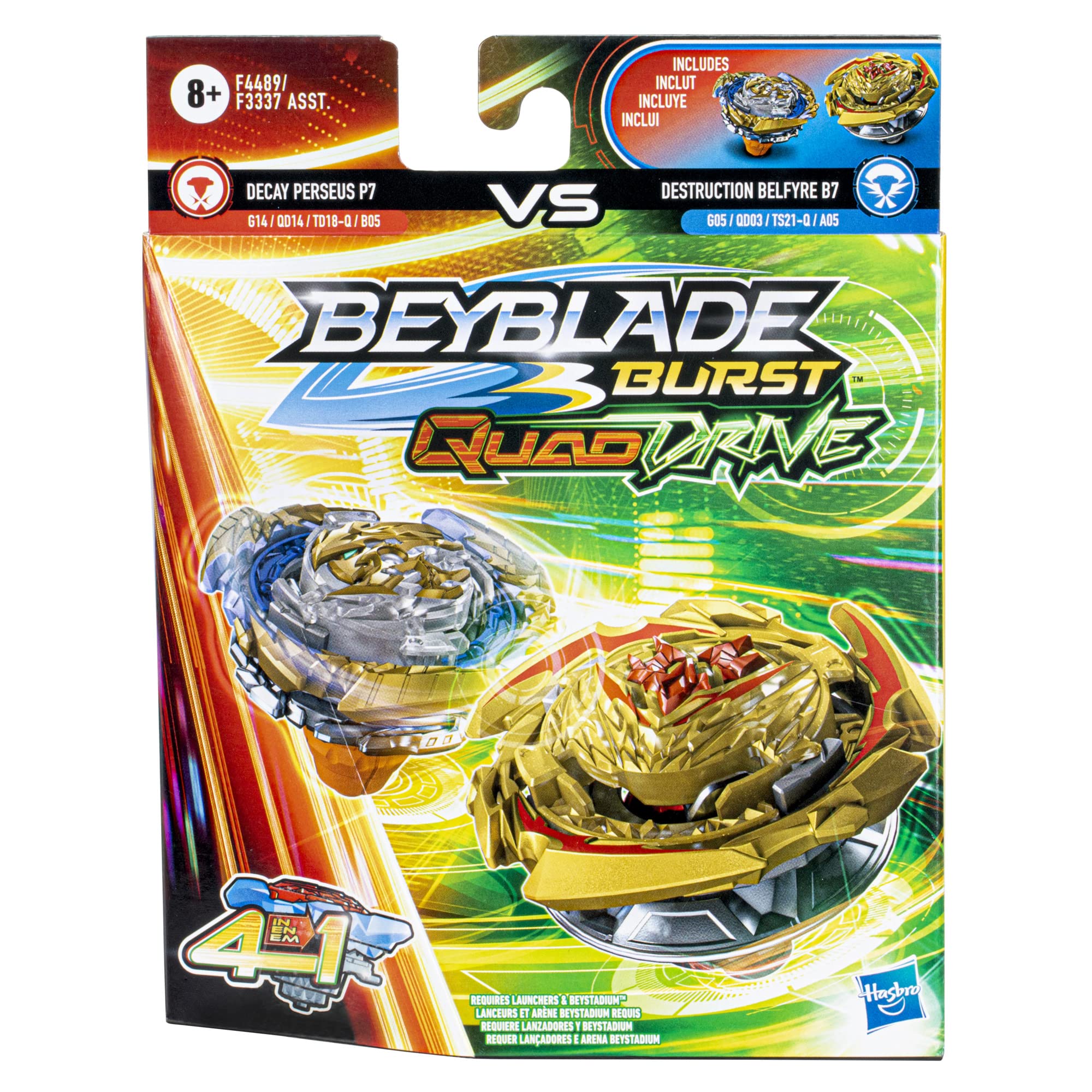 Foto 4 pulgar | Peonza: Beyblade Burst, Quaddrive, Destruction Belfyre B7 Y Decay Perseus P7 - Venta Internacional.