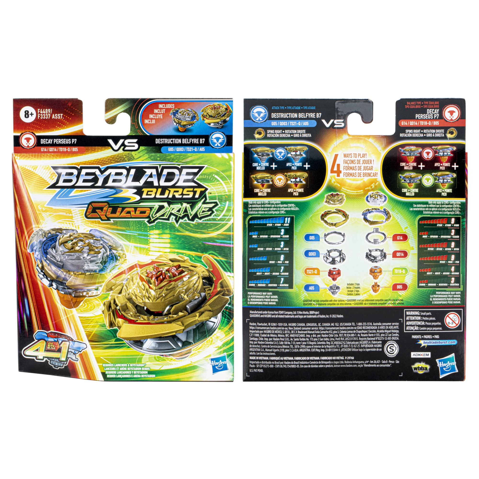 Foto 6 pulgar | Peonza: Beyblade Burst, Quaddrive, Destruction Belfyre B7 Y Decay Perseus P7 - Venta Internacional.