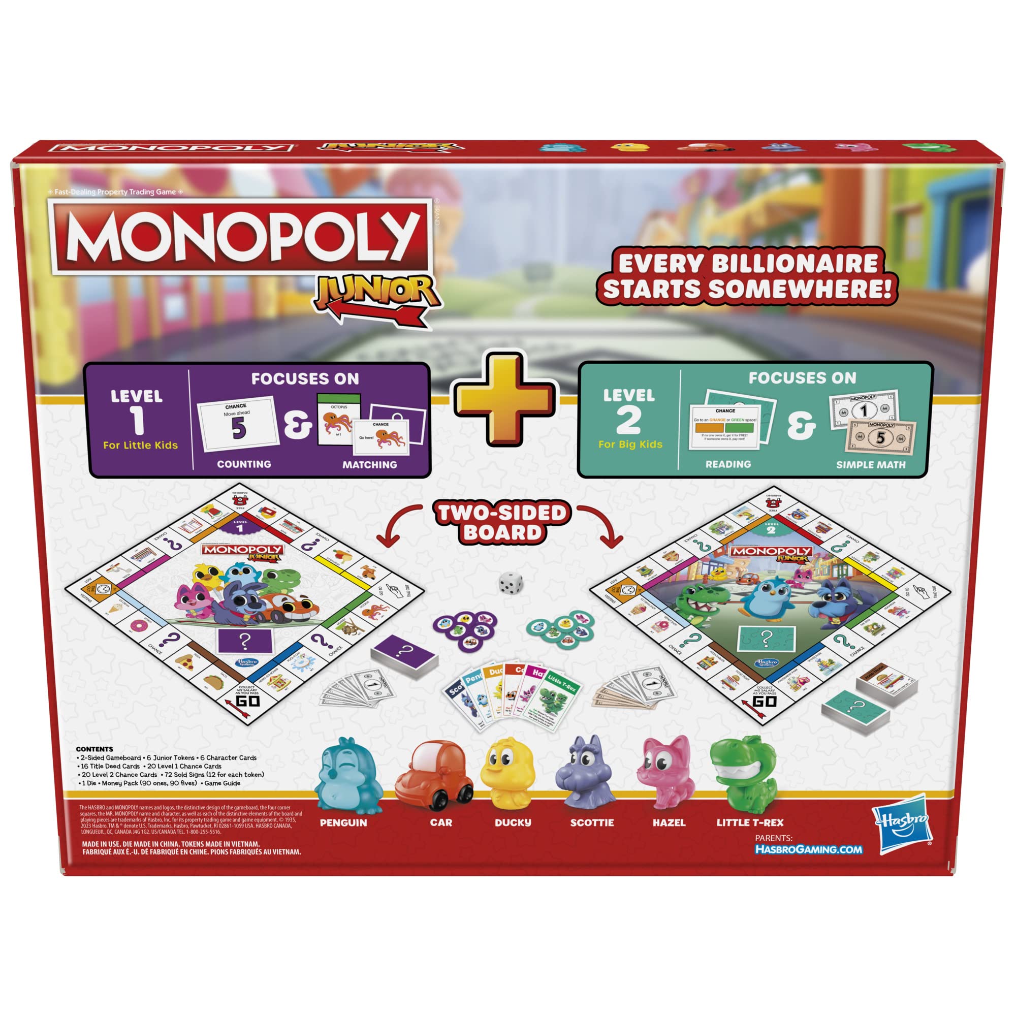 Foto 3 pulgar | Juego De Mesa Monopoly Junior Hasbro Gaming 2-lided 2 Games 4+ - Venta Internacional.