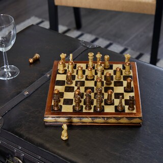 Foto 2 | Juego De Ajedrez Deco 79 Polystone De 25 X 25 X 7 Cm, Color Marrón, Edición Limitada. - Venta Internacional.