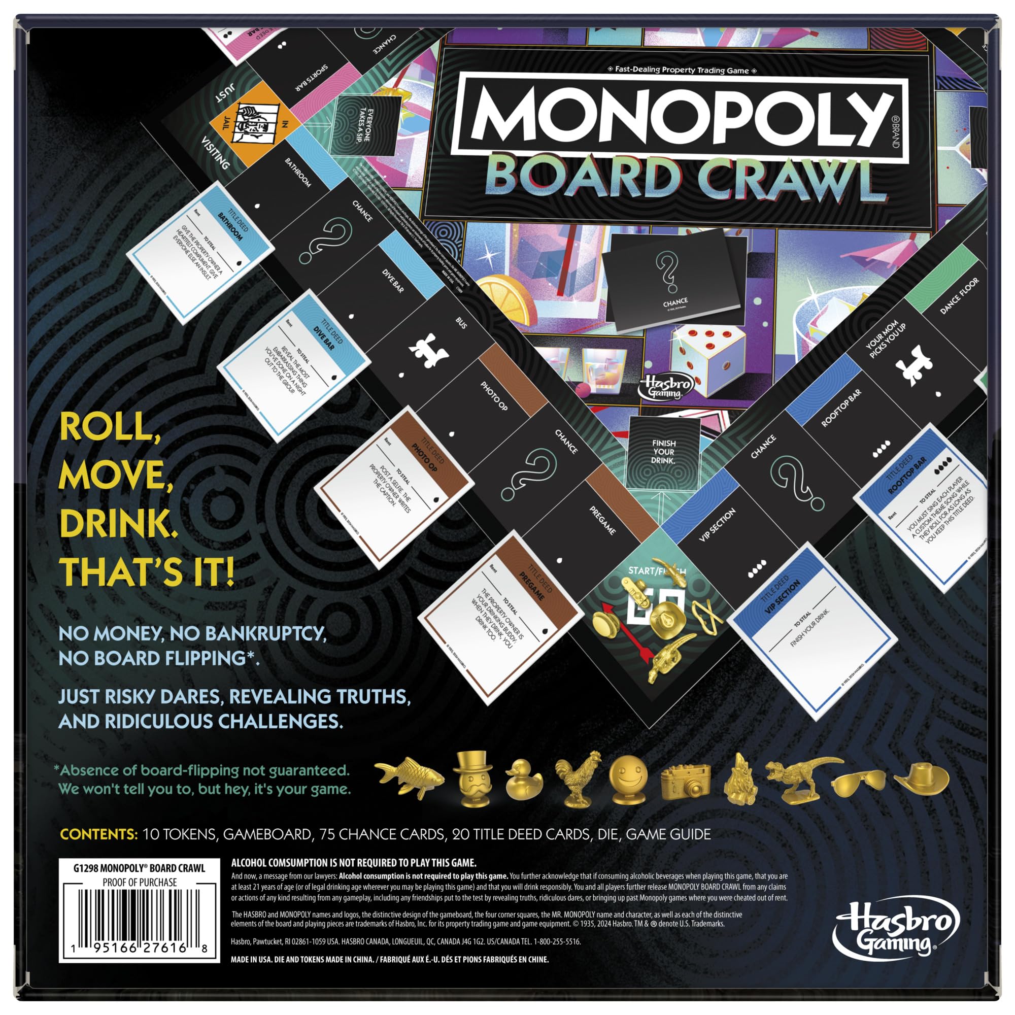 Foto 3 pulgar | Juego De Mesa Monopoly Board Crawl Drinking Game Para 21 O Más De 2 A 10 Jugadores - Venta Internacional.